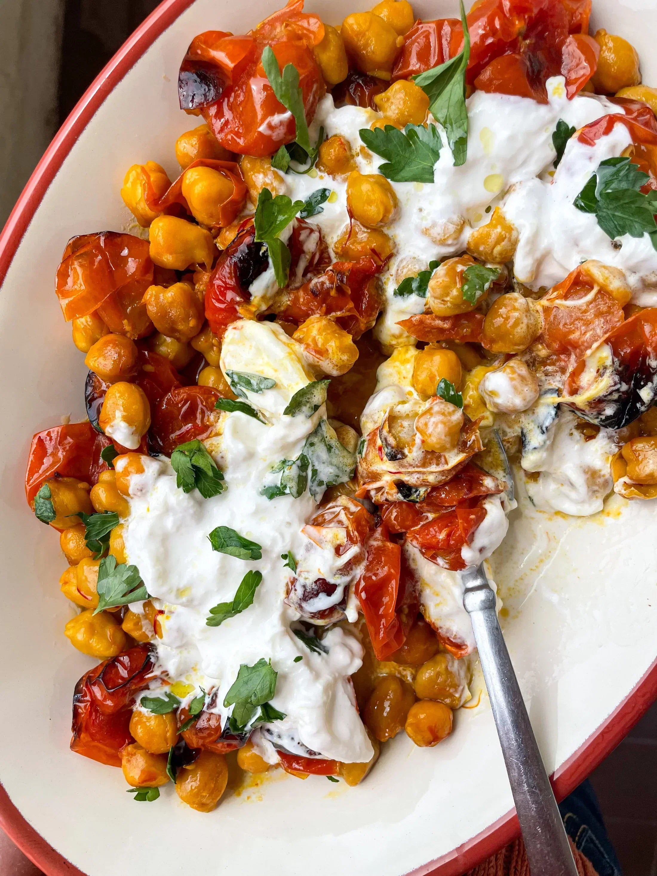 beans_recipe_saffron_chickpeas_blistered_tomatoes_with_buratta_by_Alexandra_Dudley_queen_chickpeas_boldbeanco_uk