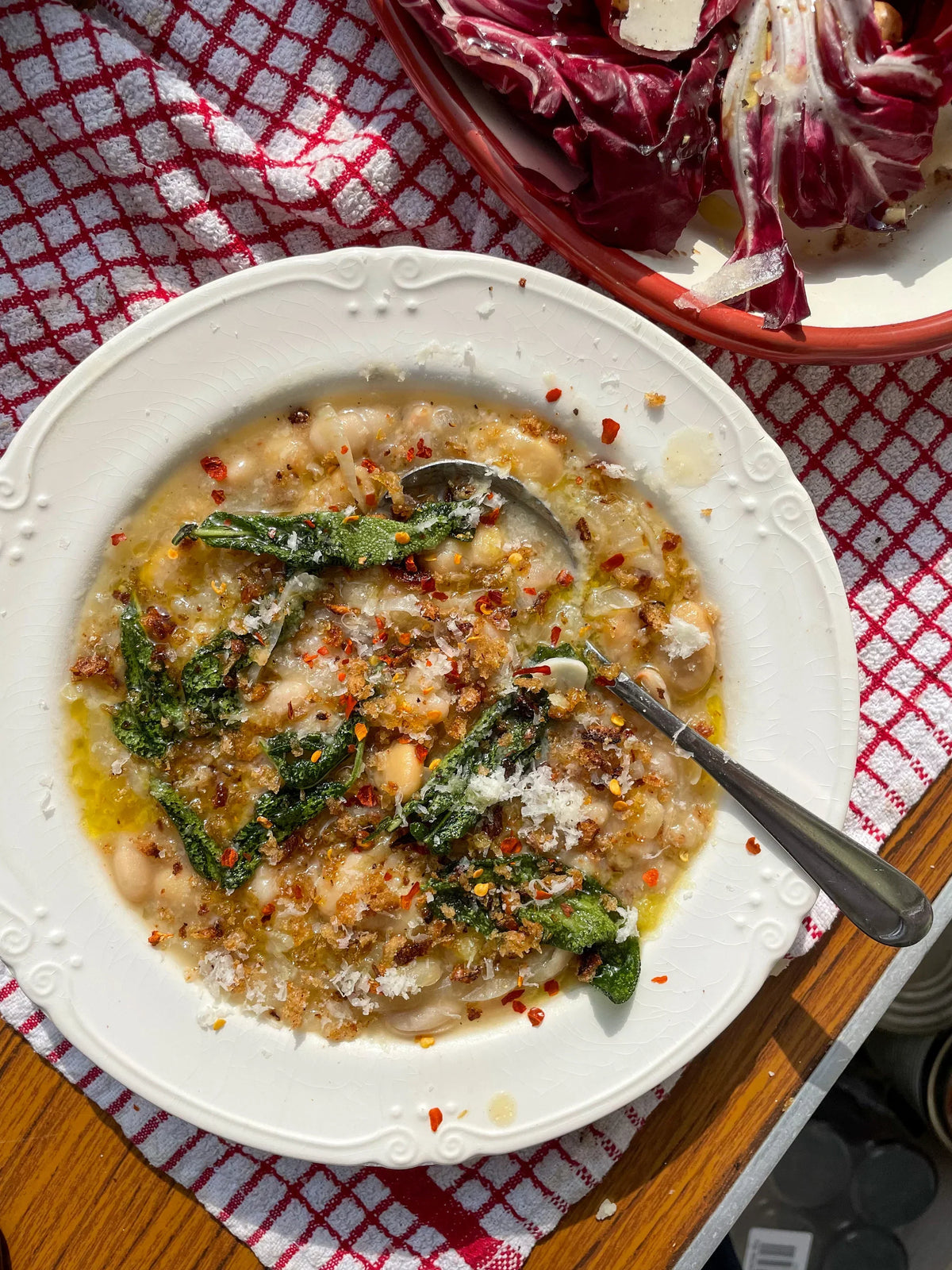 White Bean Stew with Parmigiano, Pangrattato + Crispy Sage White Bean Stew with Parmigiano, Pangrattato + Crispy Sage
