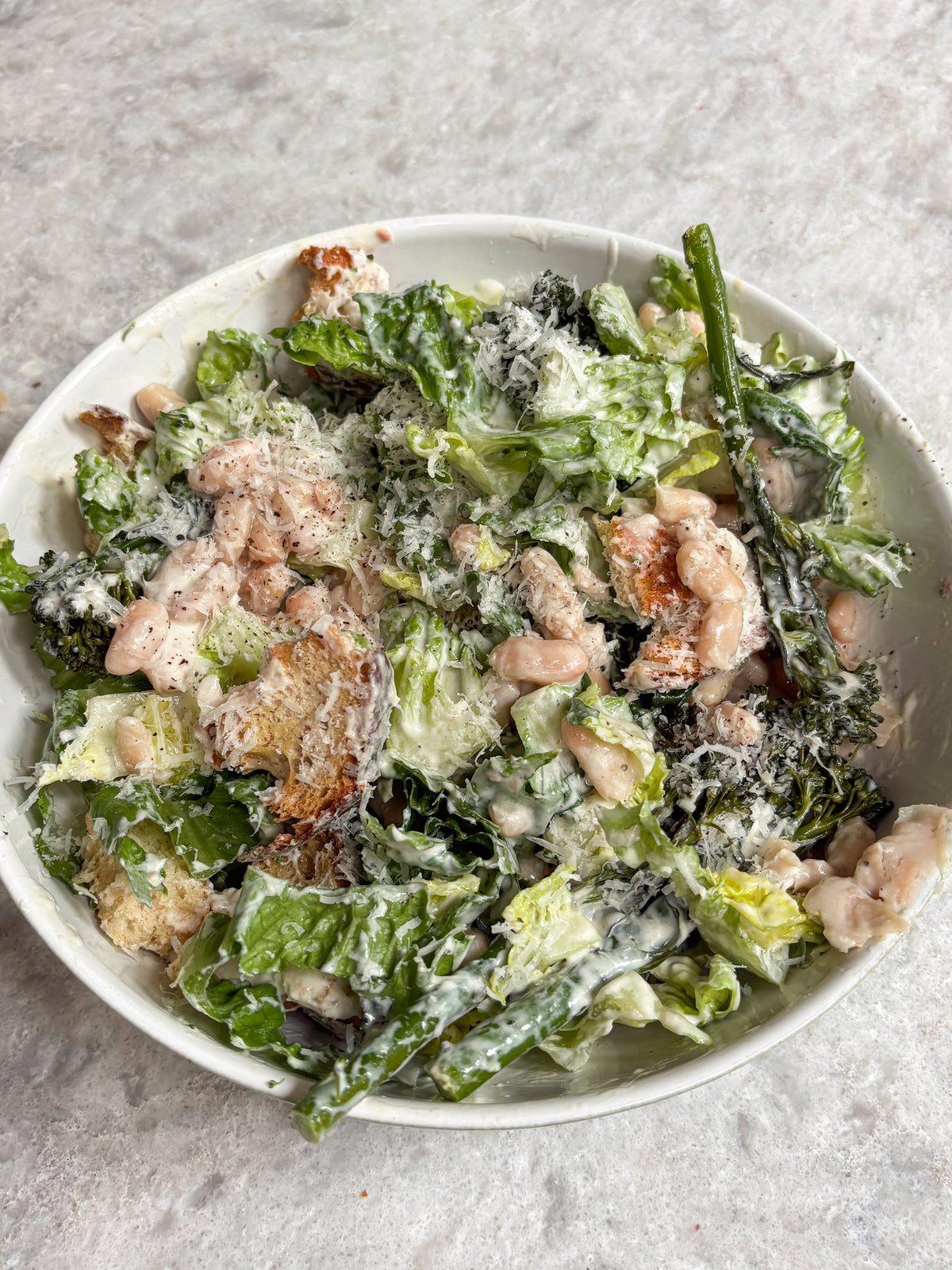 White Bean Caesar-Style Salad with Garlicky Broccoli   White Bean Caesar-Style Salad with Garlicky Broccoli