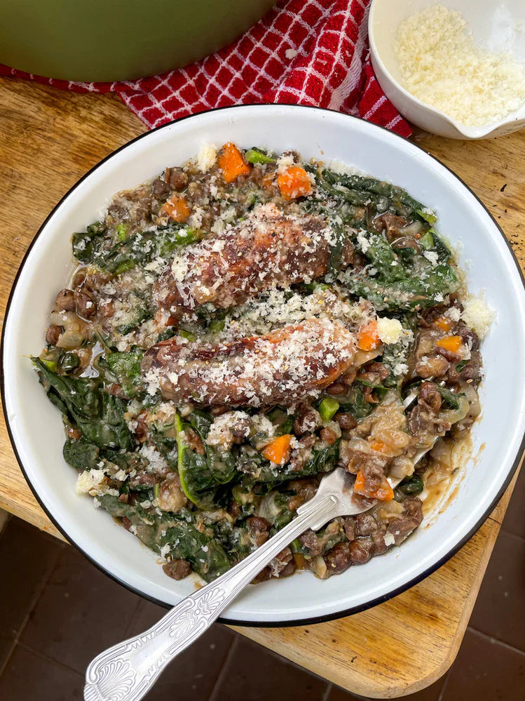  beans_recipe_braised_carlin_peas_with_sausages_cavolo_nero_by_Bold_Bean_Co_queen_carlin_peas_boldbeanco_uk 