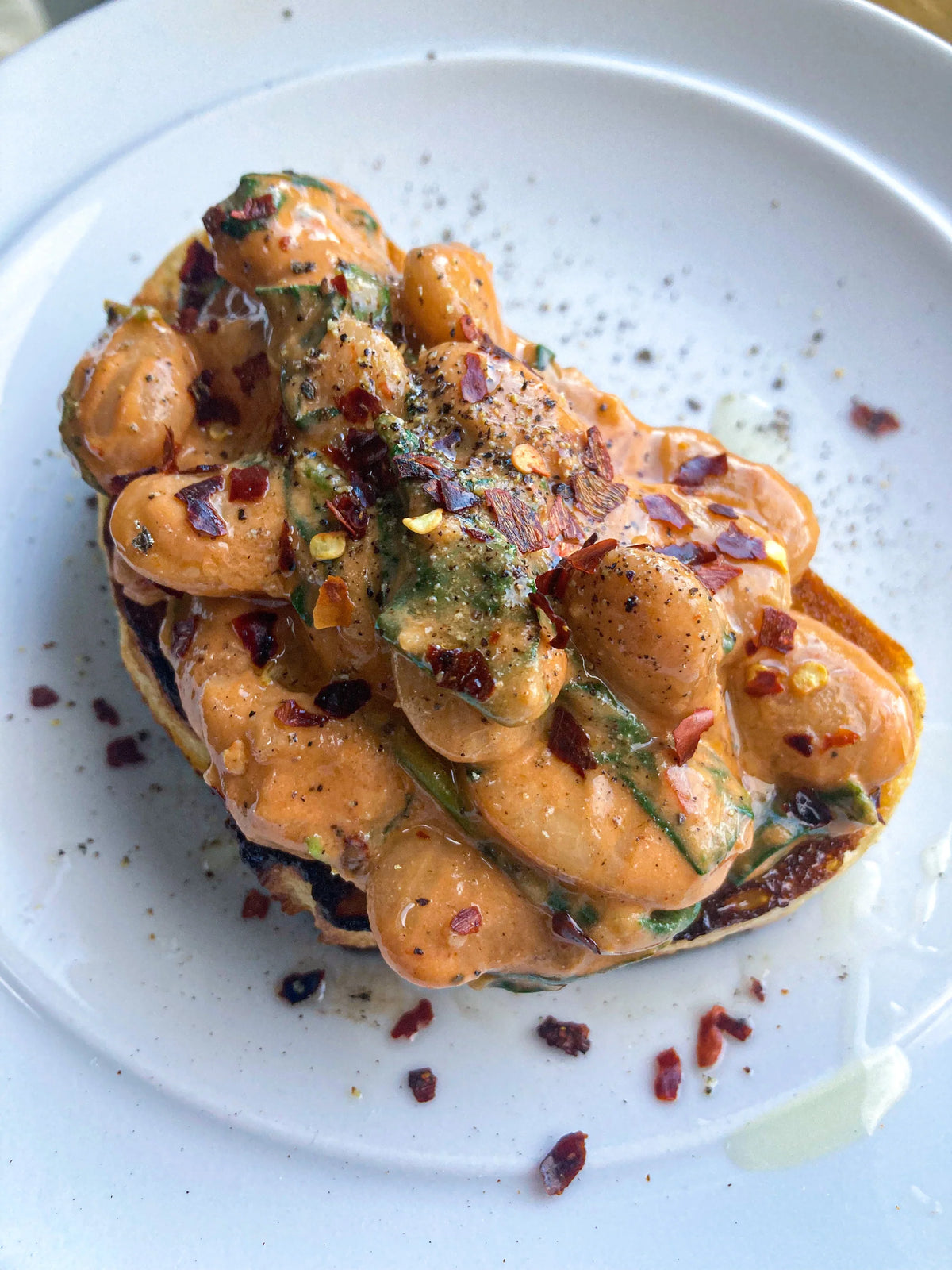 Tomato + Mascarpone Beans on Toast