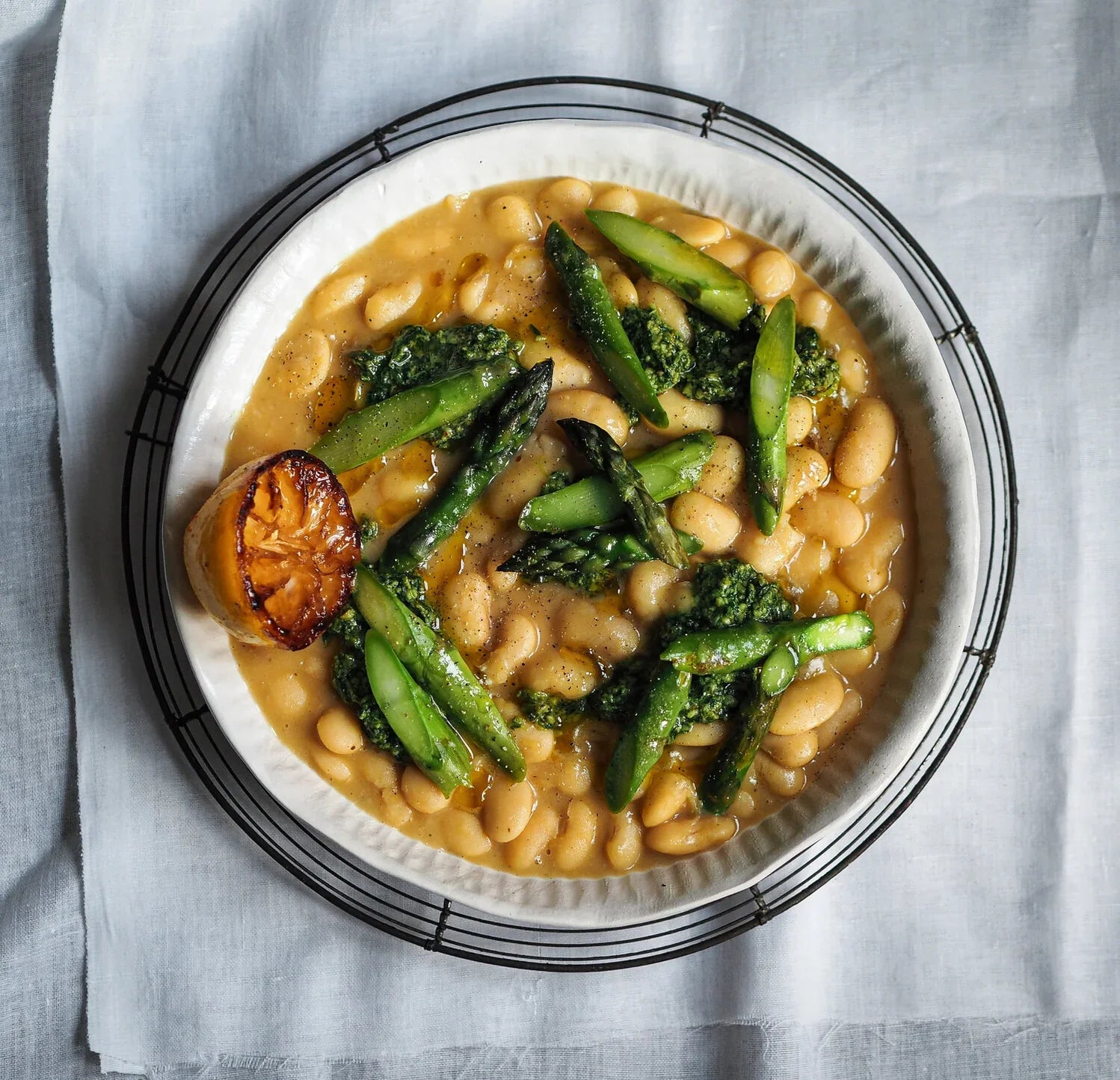 beans_recipe_cacio e pepe beans with grilled asparagus