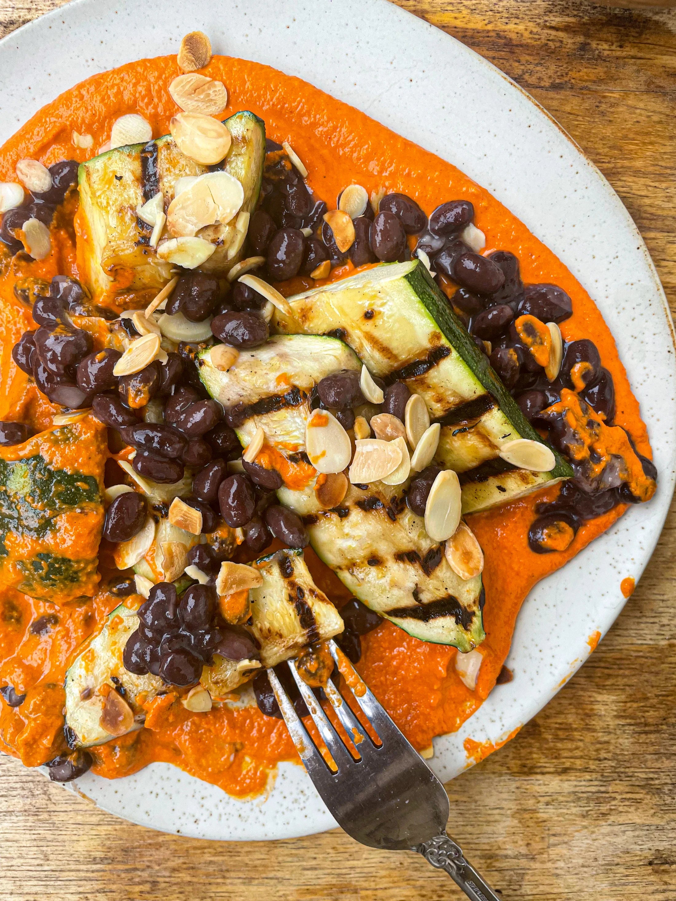 beans_recipe_boldbeanco_charred courgetteS_romesco_black beans_black bean recipes_salad_side dish_pulses_legumes_uk