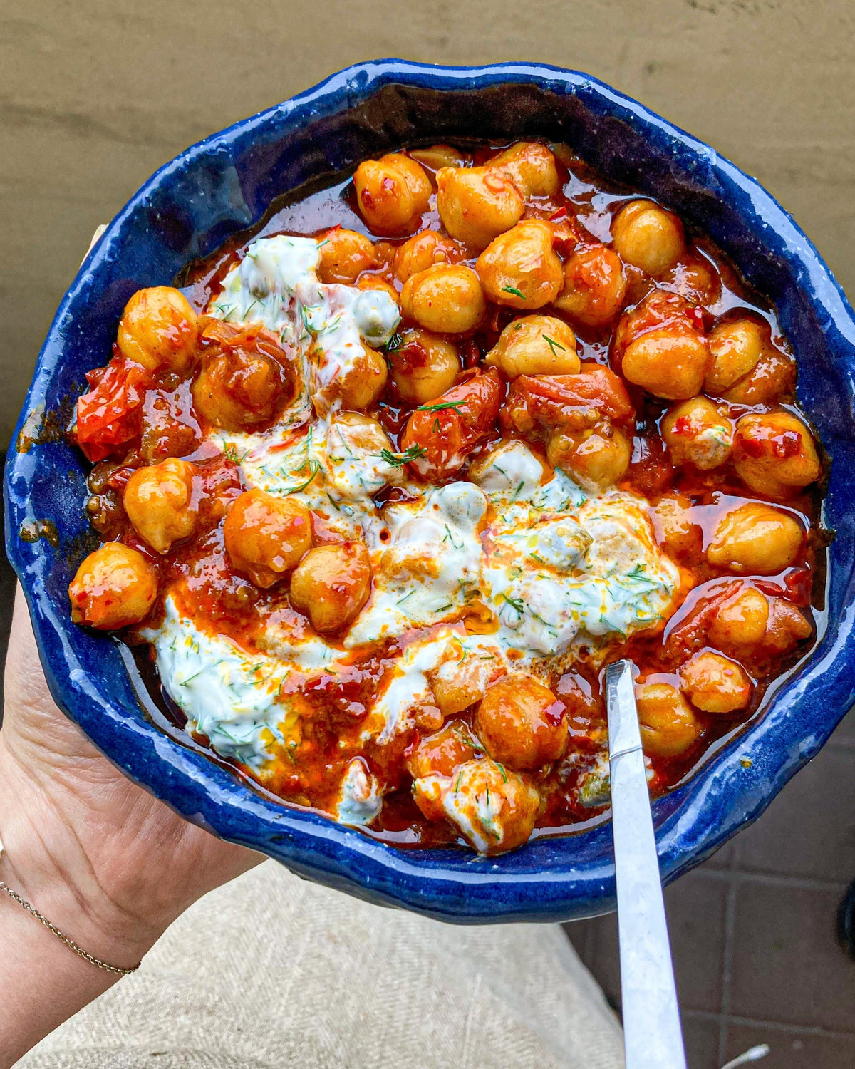 Chickpea, Tomato + Harissa Stew with Herby Yoghurt