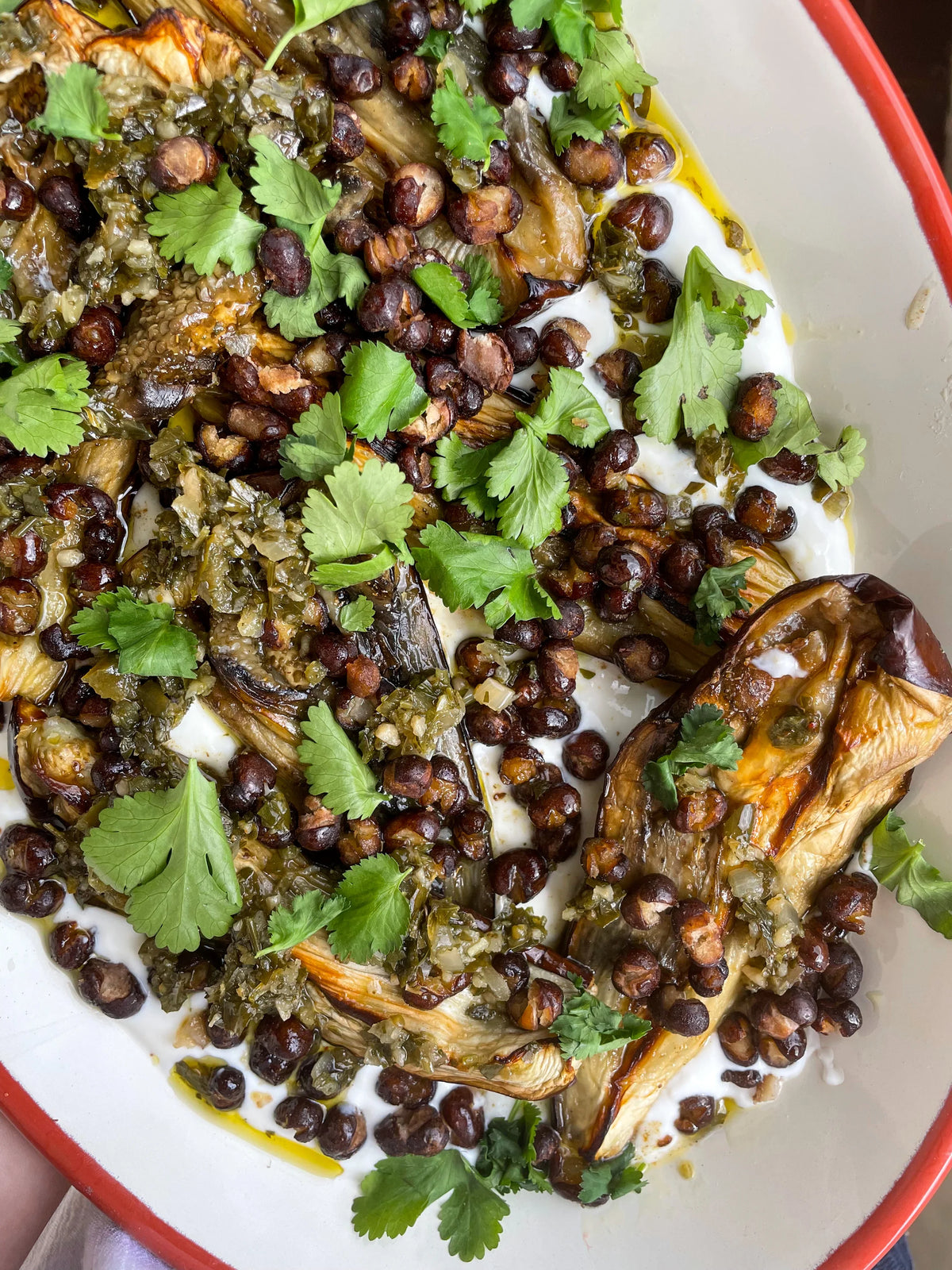  beans_recipe_sticky_glazed_aubergine_garlicky_yoghurt_crispy_carlin_peas_by_Bold_Bean_Co_queen_carlin_peas_boldbeanco_uk 
