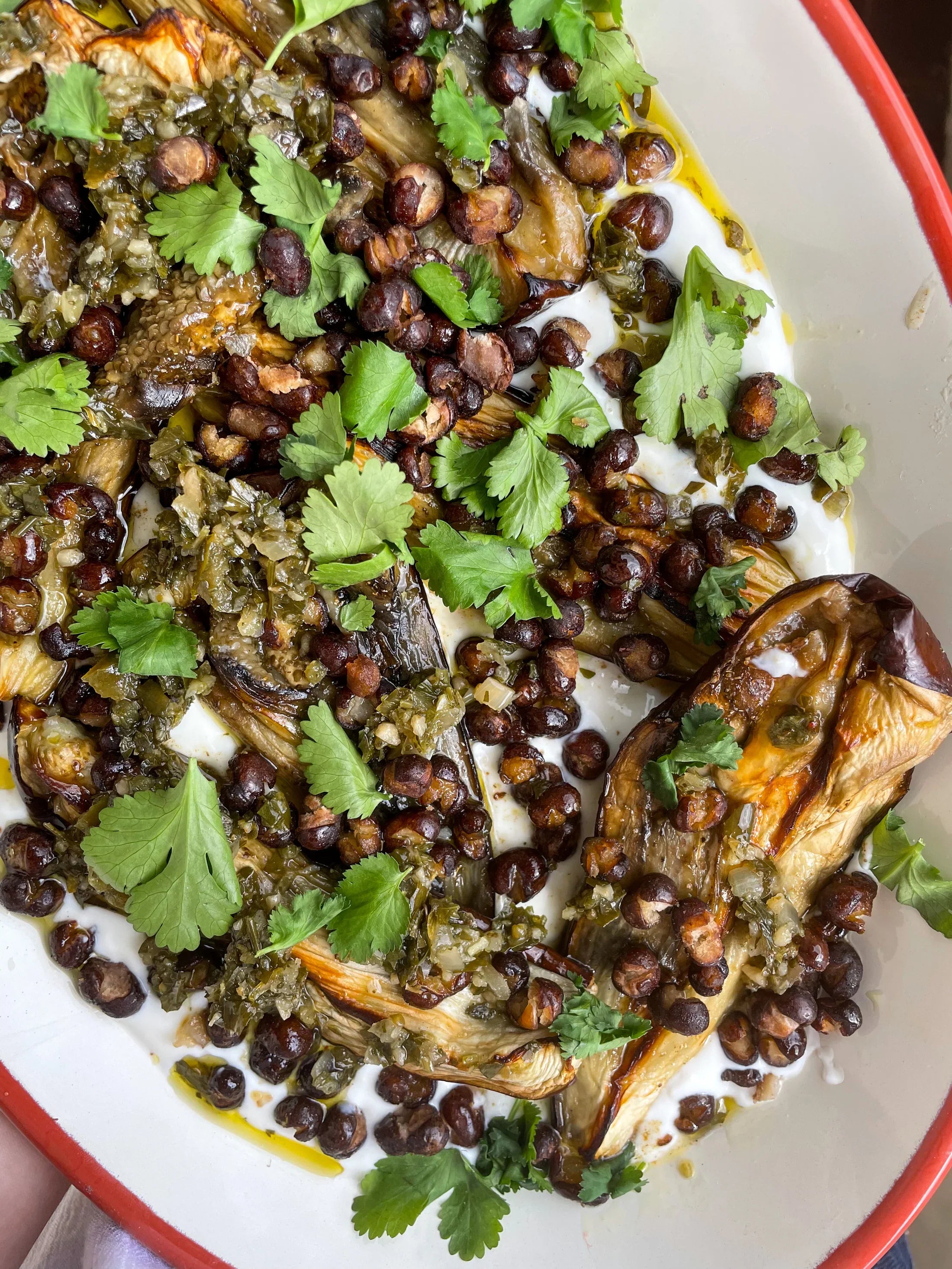 beans_recipe_sticky_glazed_aubergine_garlicky_yoghurt_crispy_carlin_peas_by_Bold_Bean_Co_queen_carlin_peas_boldbeanco_uk