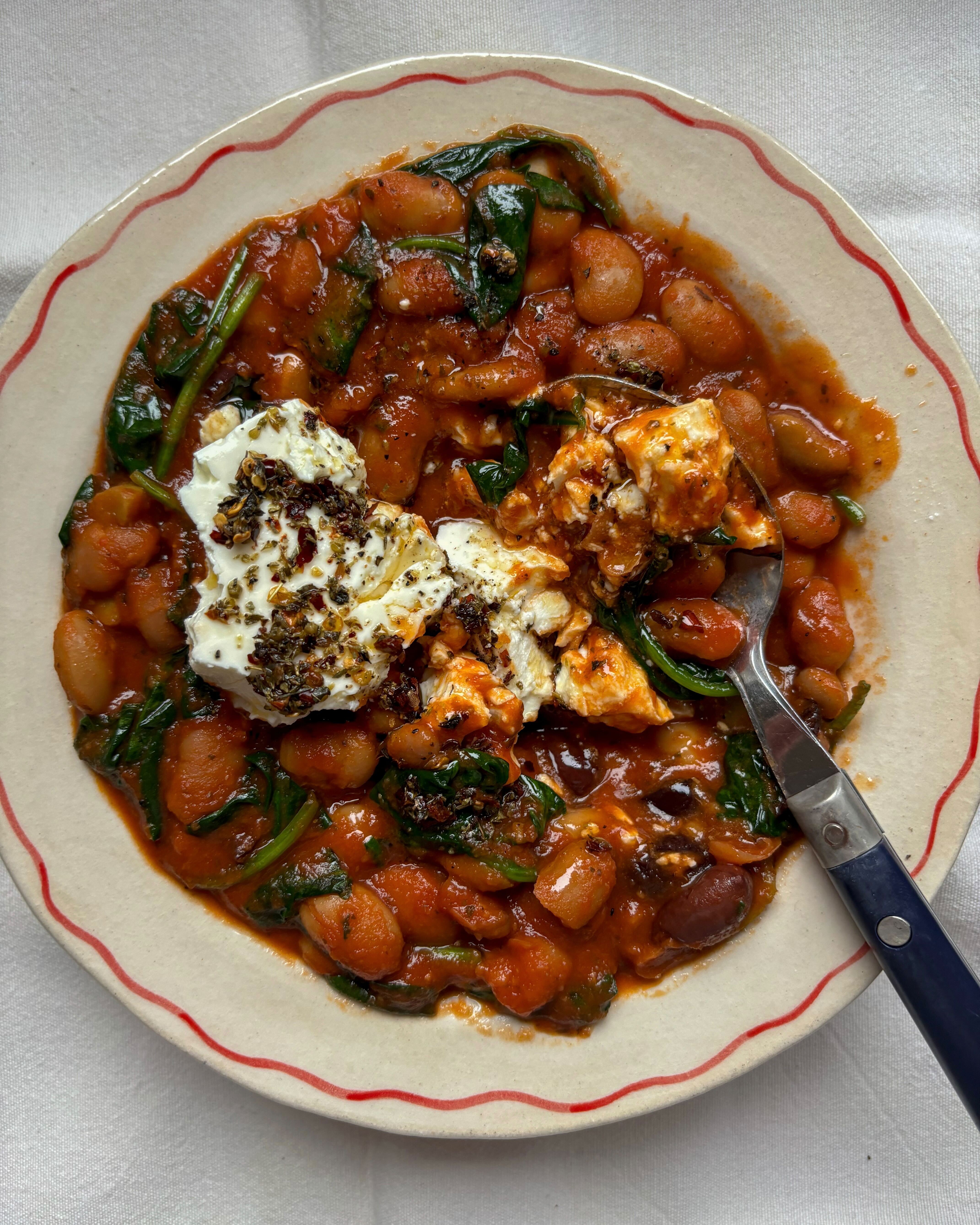 Mediterranean-Style-Baked-Beans-with-Herby-Feta