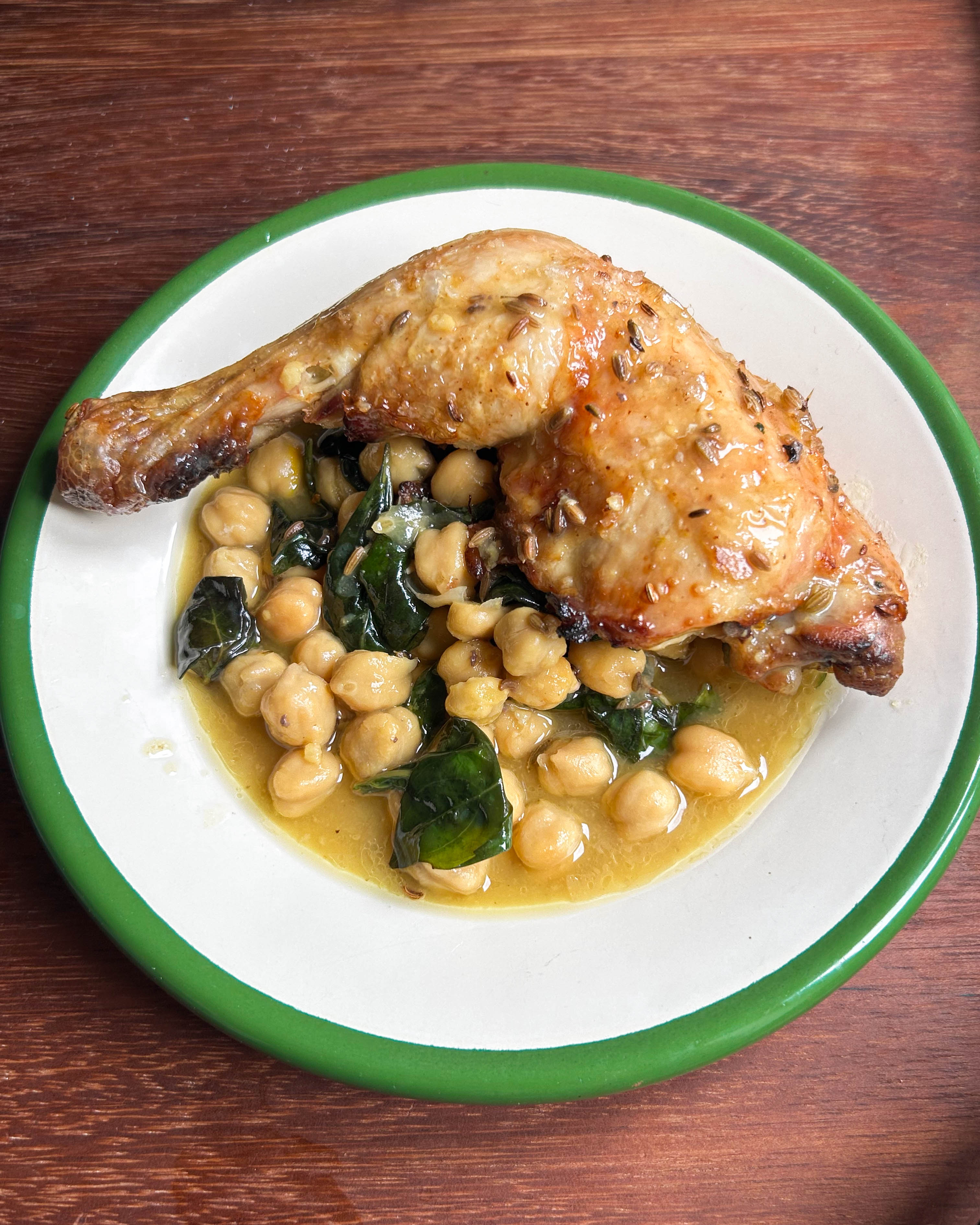 Chicken with Saffron, Chickpeas, Fennel Seed + Basil