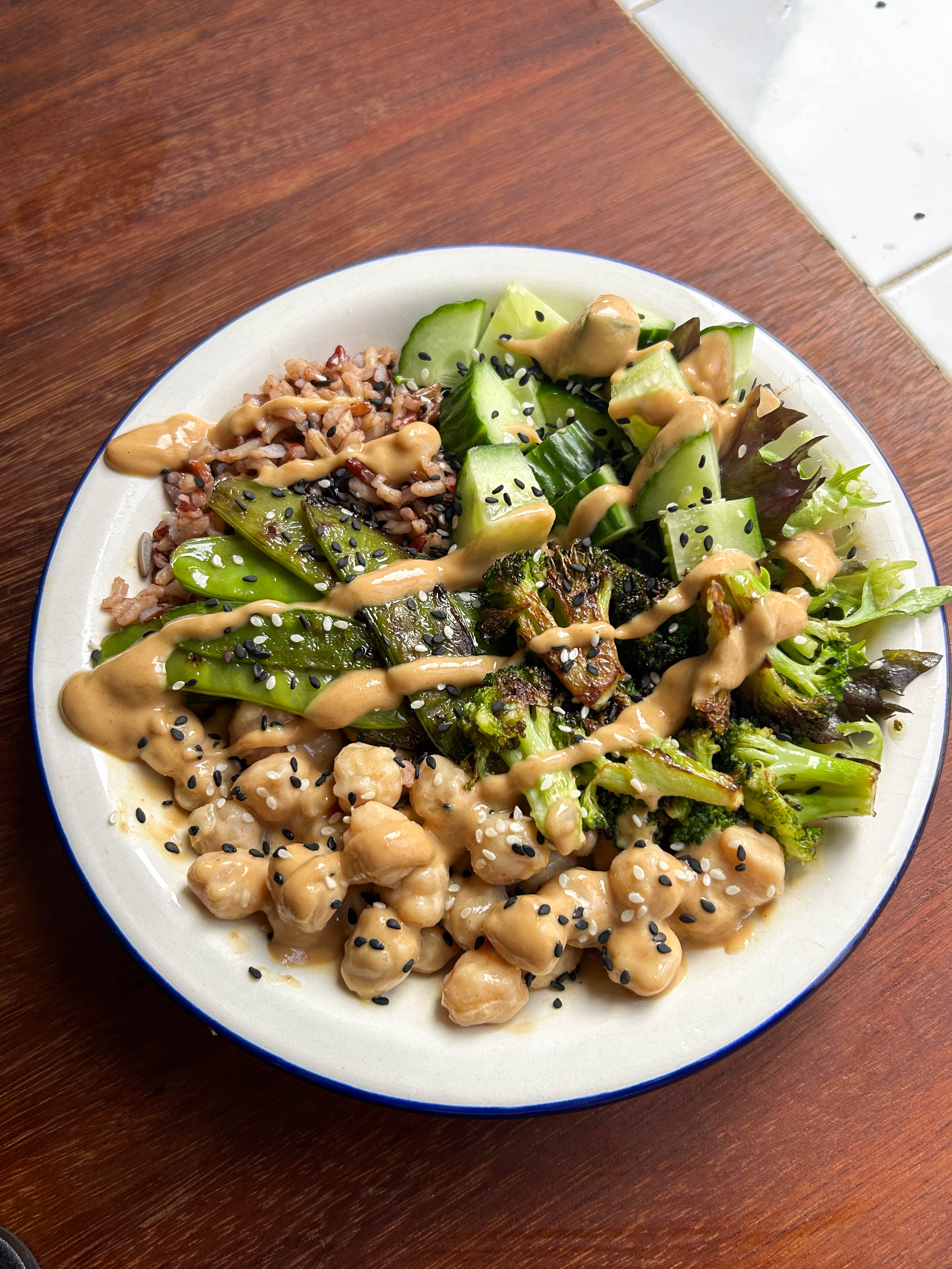Loaded Satay Chickpea + Charred Greens Salad