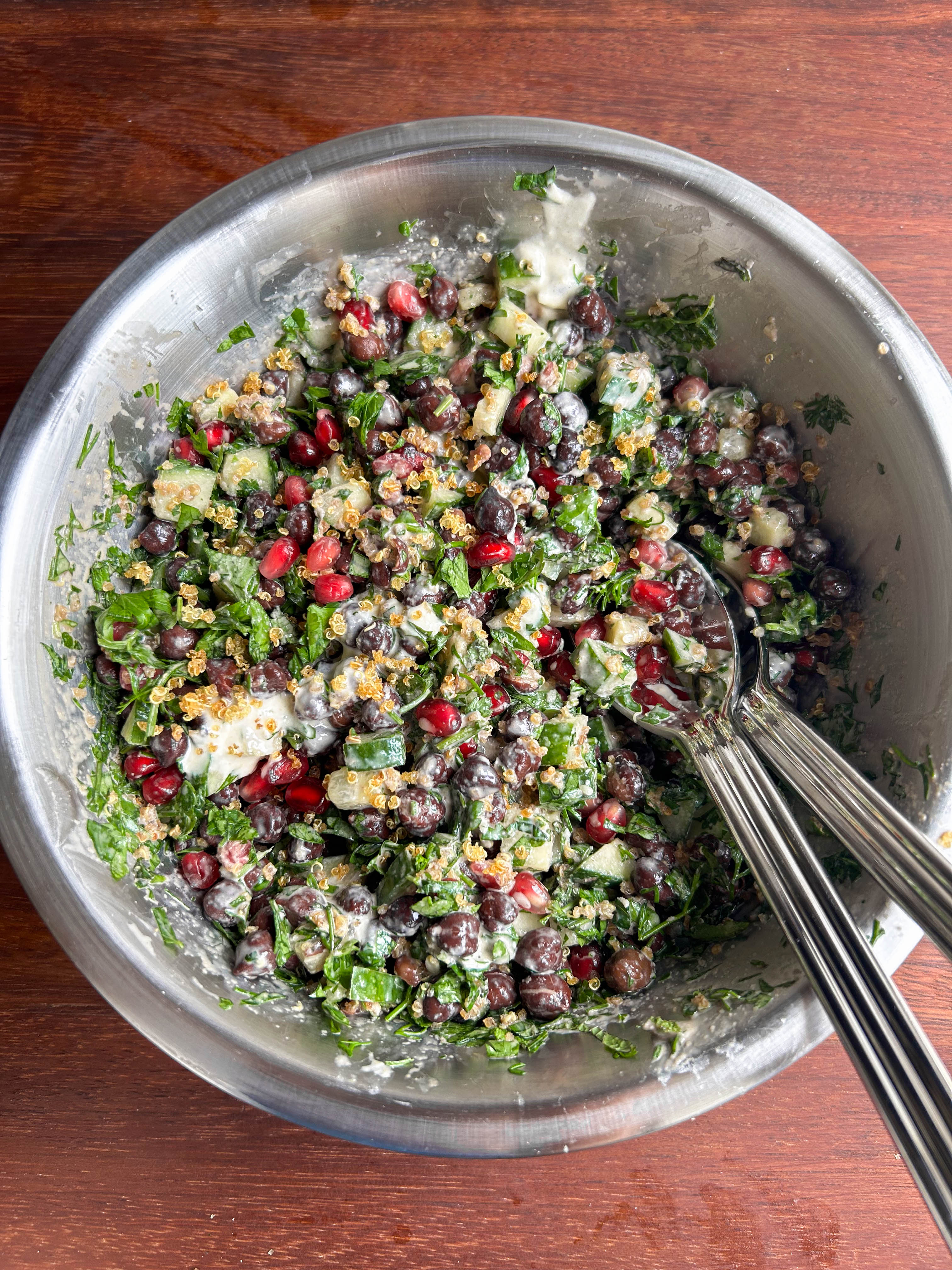 bean-recipe-crispy-quinoa-chickpea-salad-with-pomegranate-creamy-tahini-dressing-boldbeanco