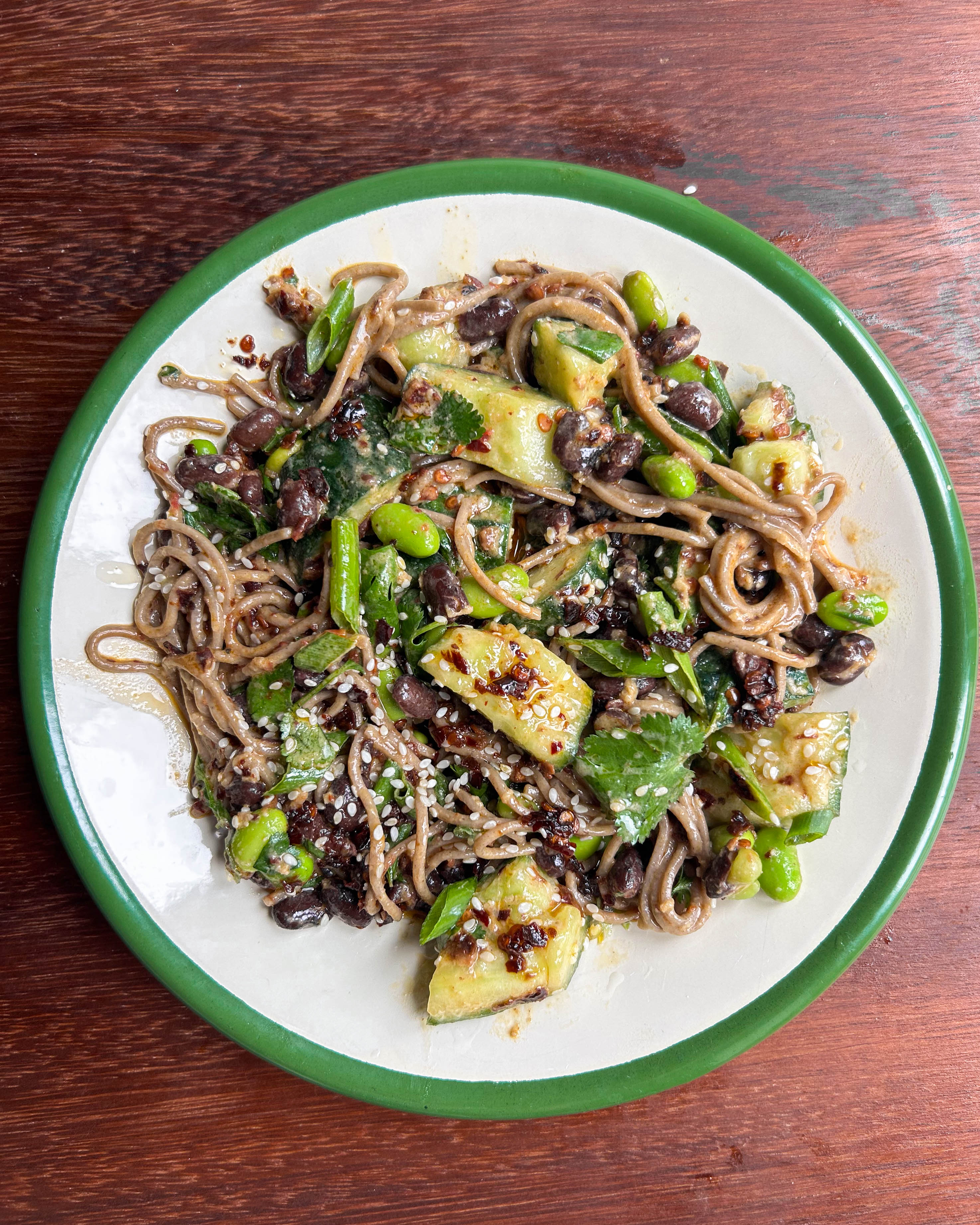 Silky Soba Noodle + Black Bean Salad with Miso Tahini Dressing