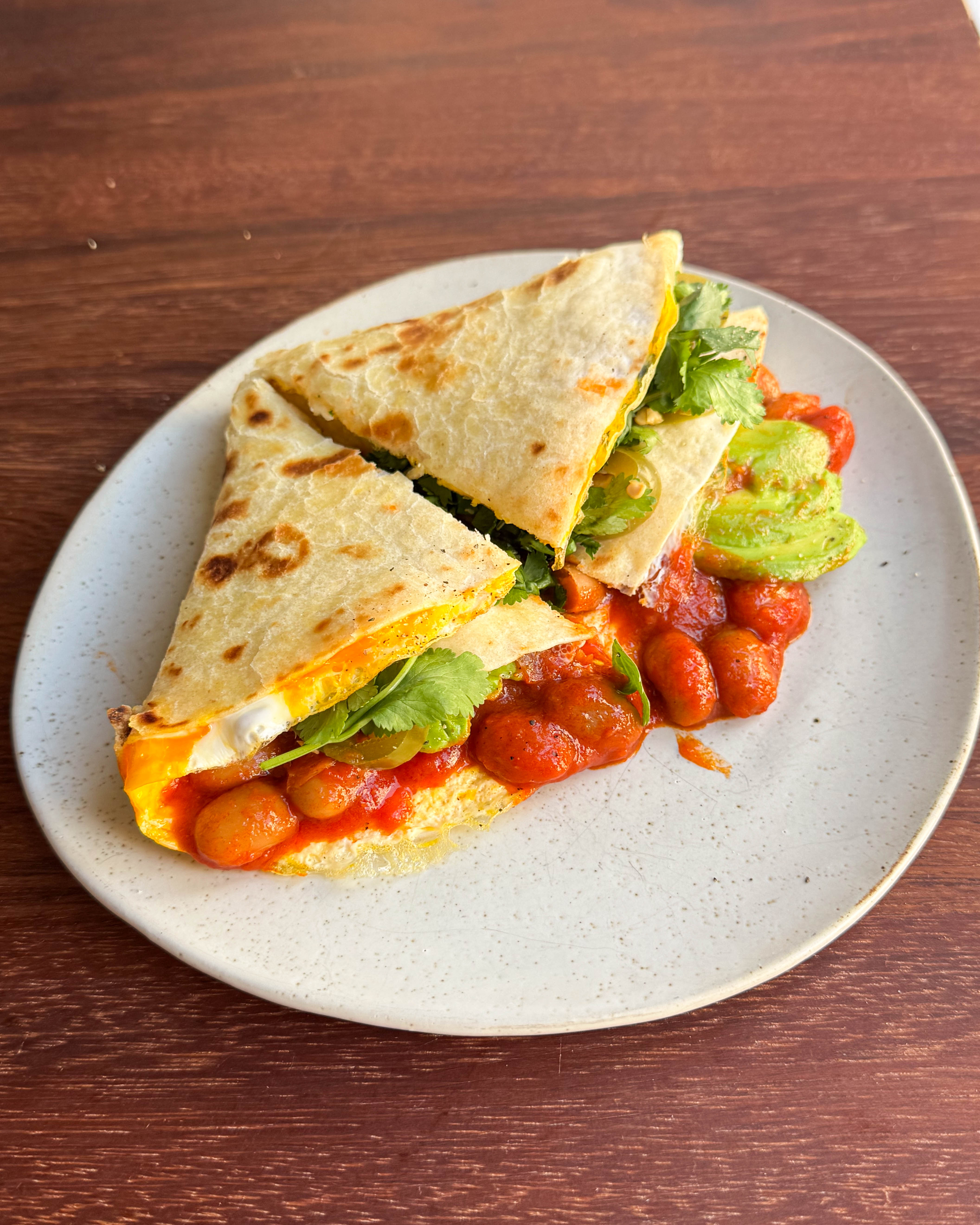 Smoky Chilli Baked Bean Folded Breakfast Wrap