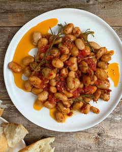 Butter Beans with Preserved Lemon, Chilli + Herb Oil