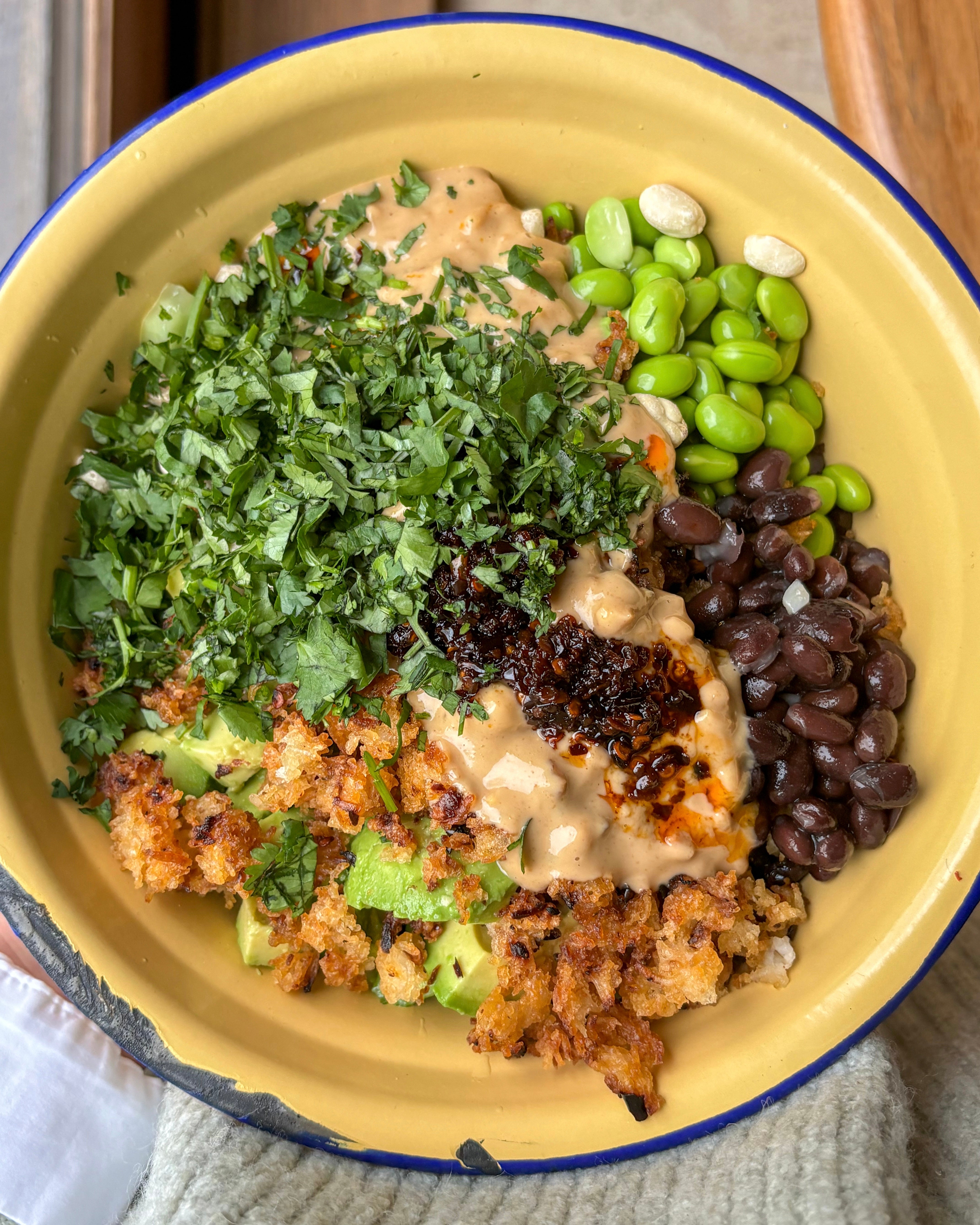 Black Bean Crispy Rice Salad with Satay-Style Sauce