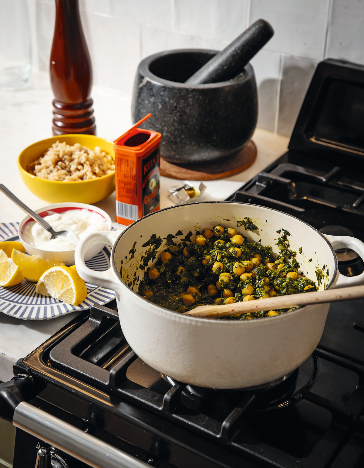  Chickpea, Spinach + Lemon Stew 