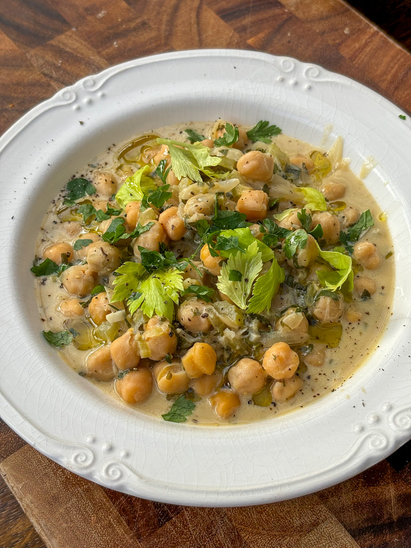  Creamy Celery + Chickpea Stew 