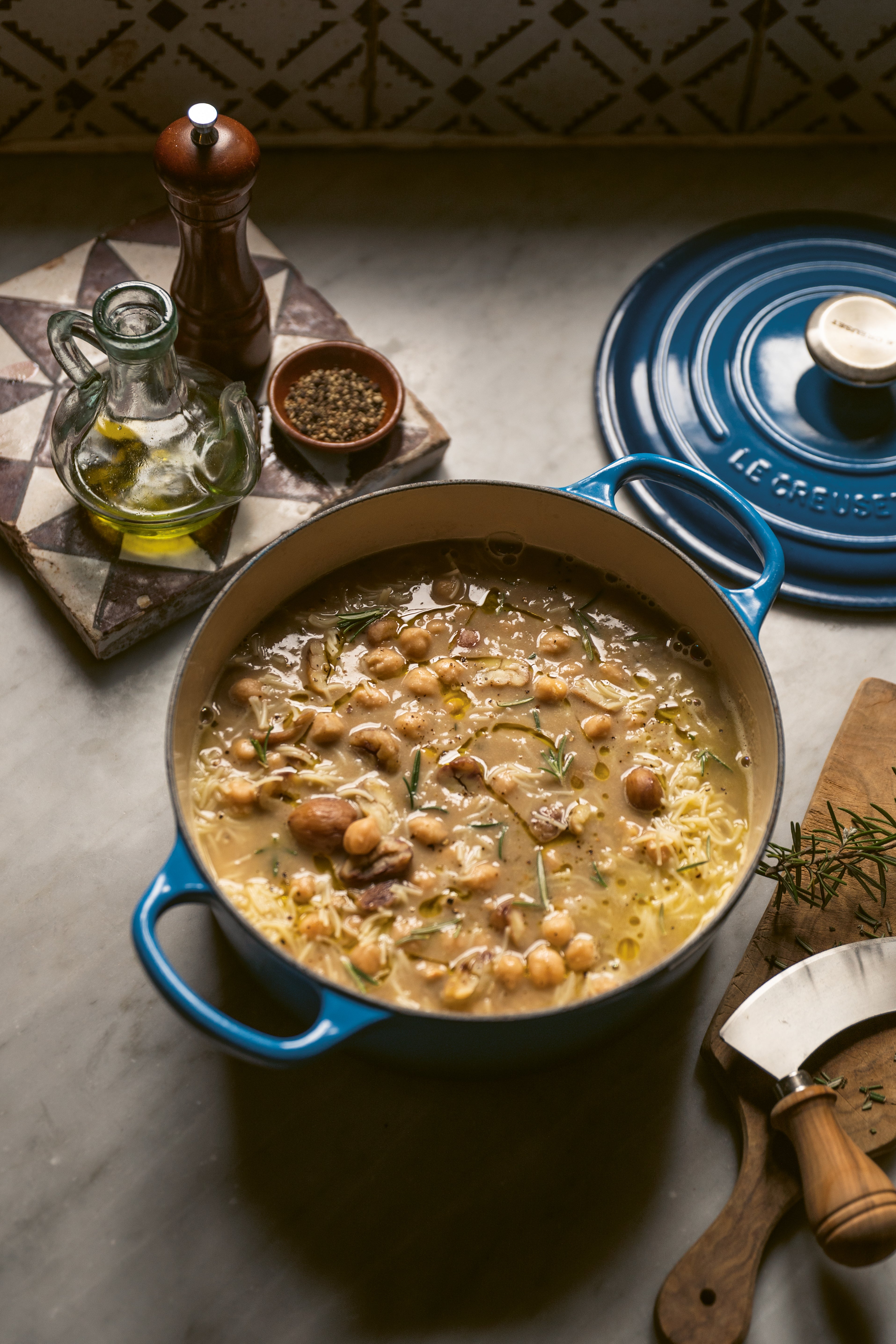 Etruscan Chestnut + Chickpea Soup (Zuppa Etrusca)