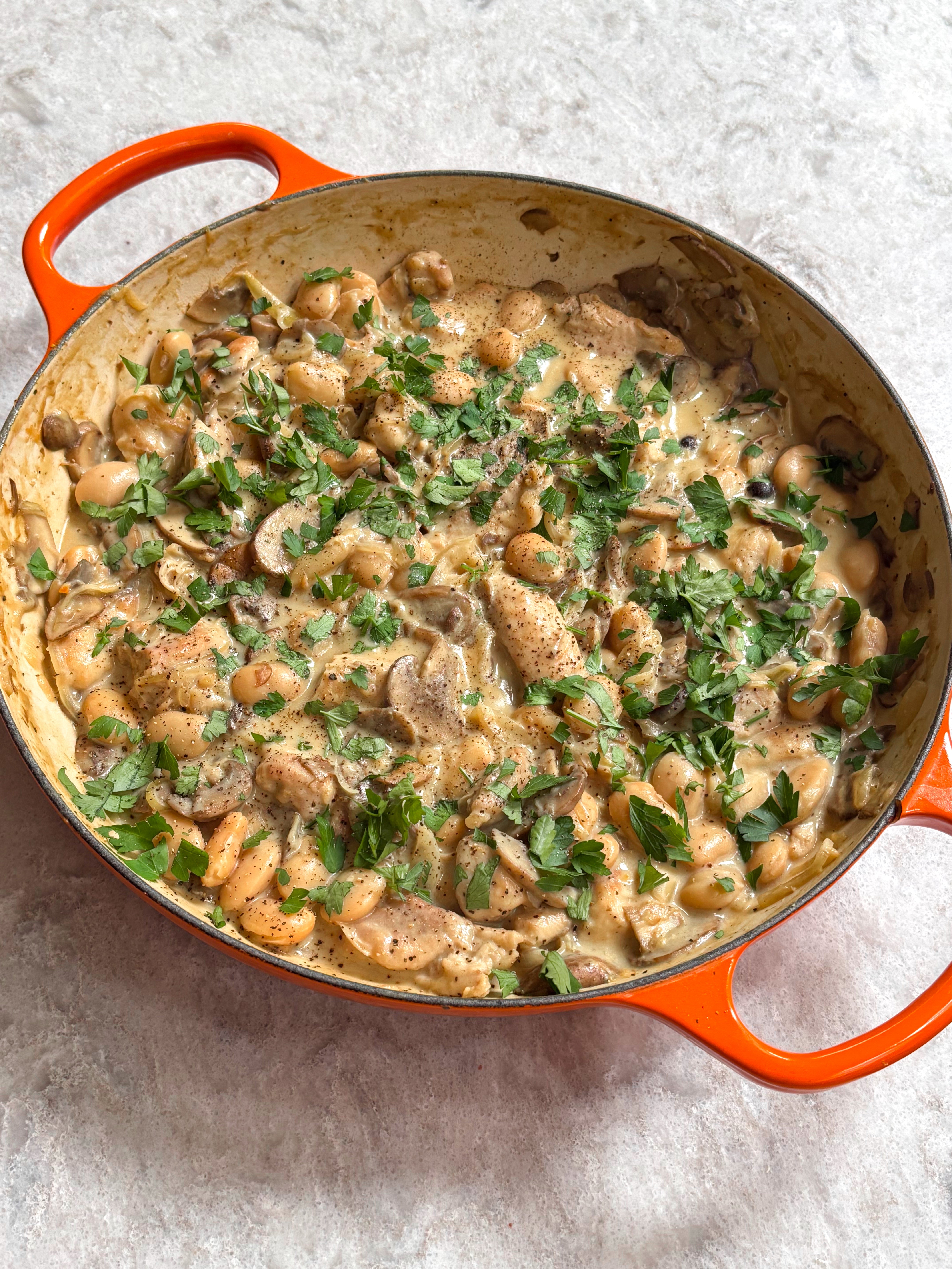 Mushroom, Chicken + Butter Bean Stroganoff