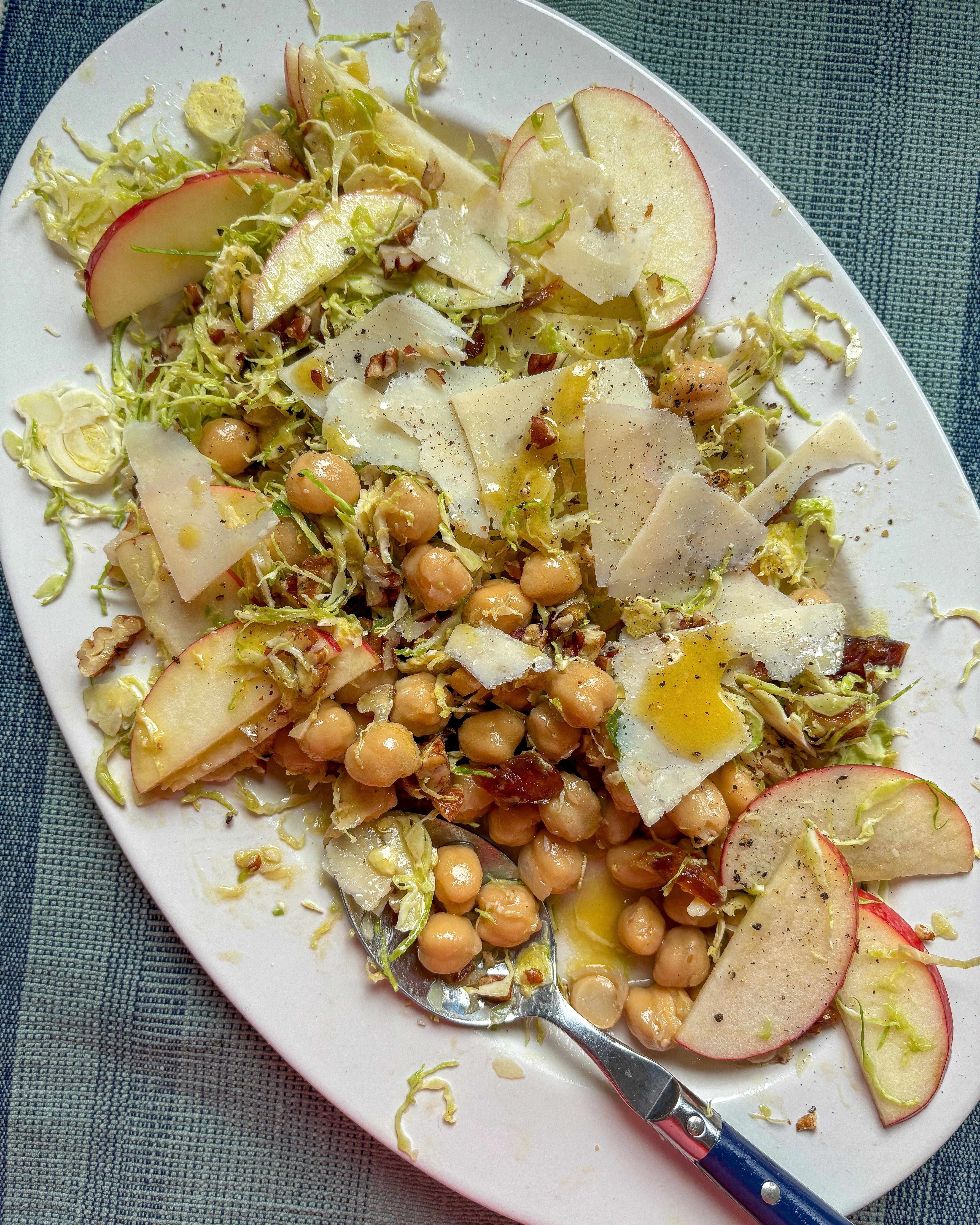 Shredded Sprout, Apple + Chickpea Salad with Maple Dijon Dressing