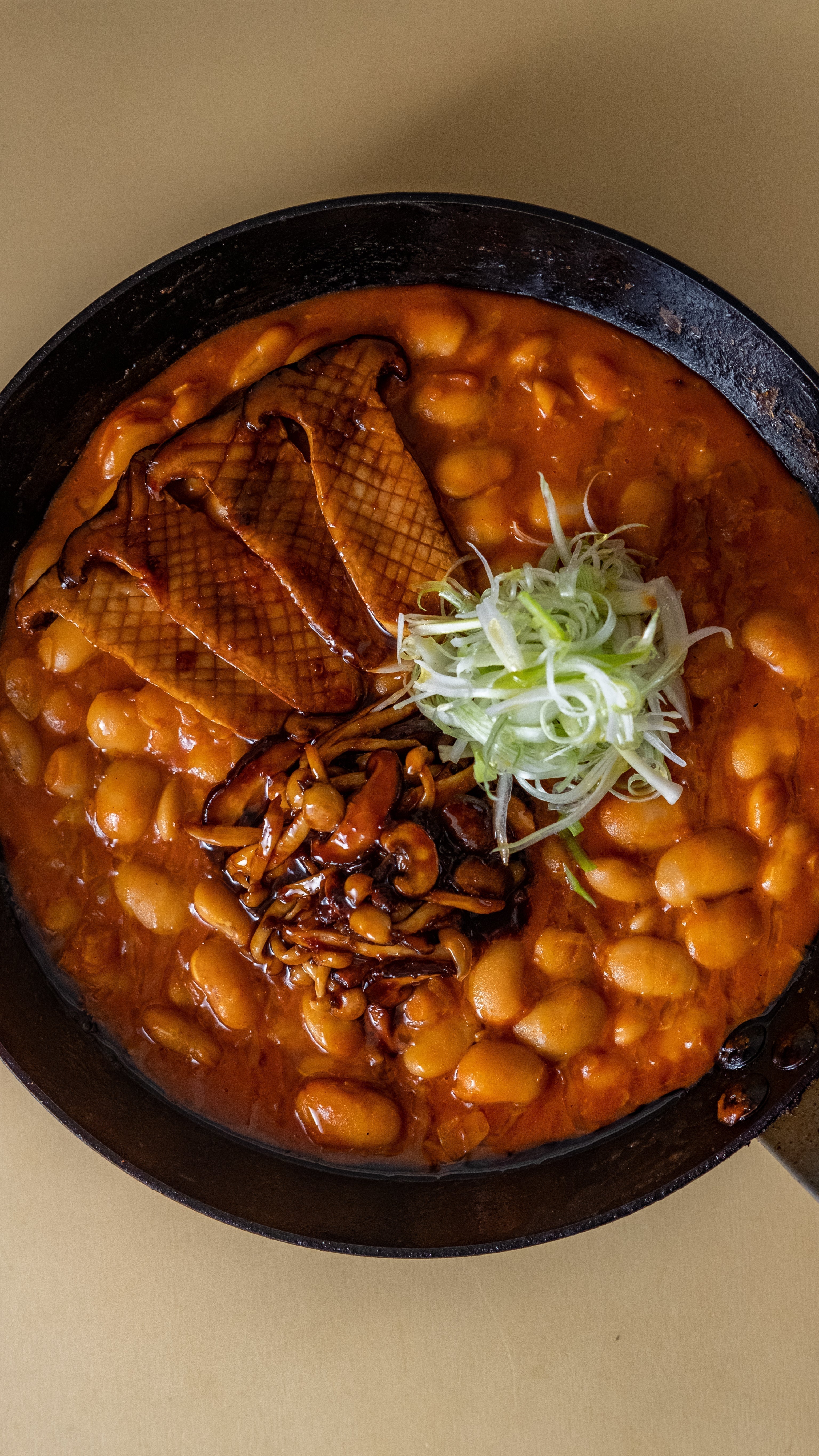 Gochujang Beans with Sticky Mushrooms