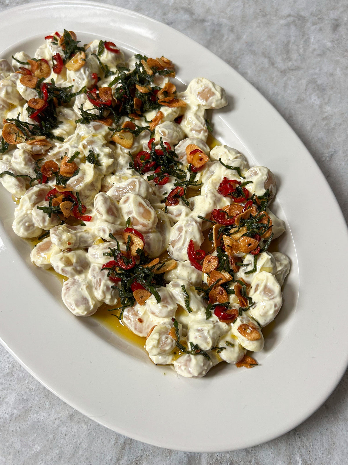 Amba Butter Beans, Sage + Garlic Crisp