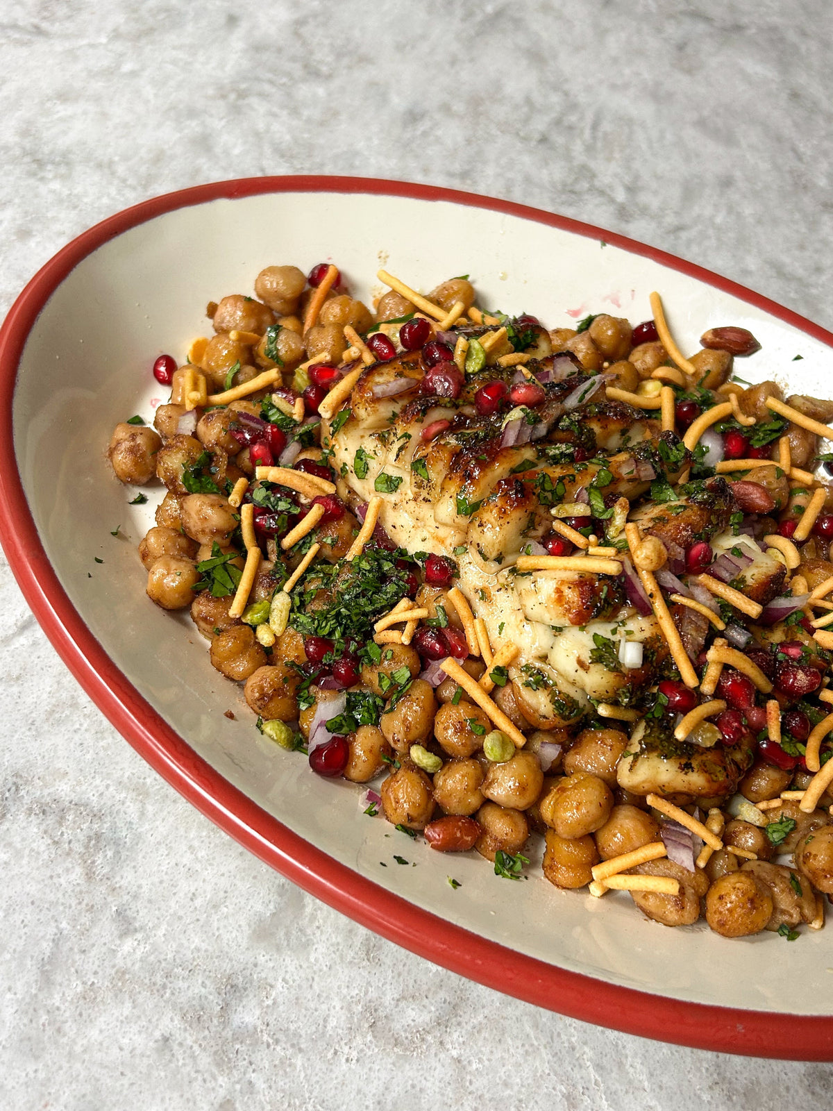 Imli Hasselback Halloumi + Chickpea Chaat