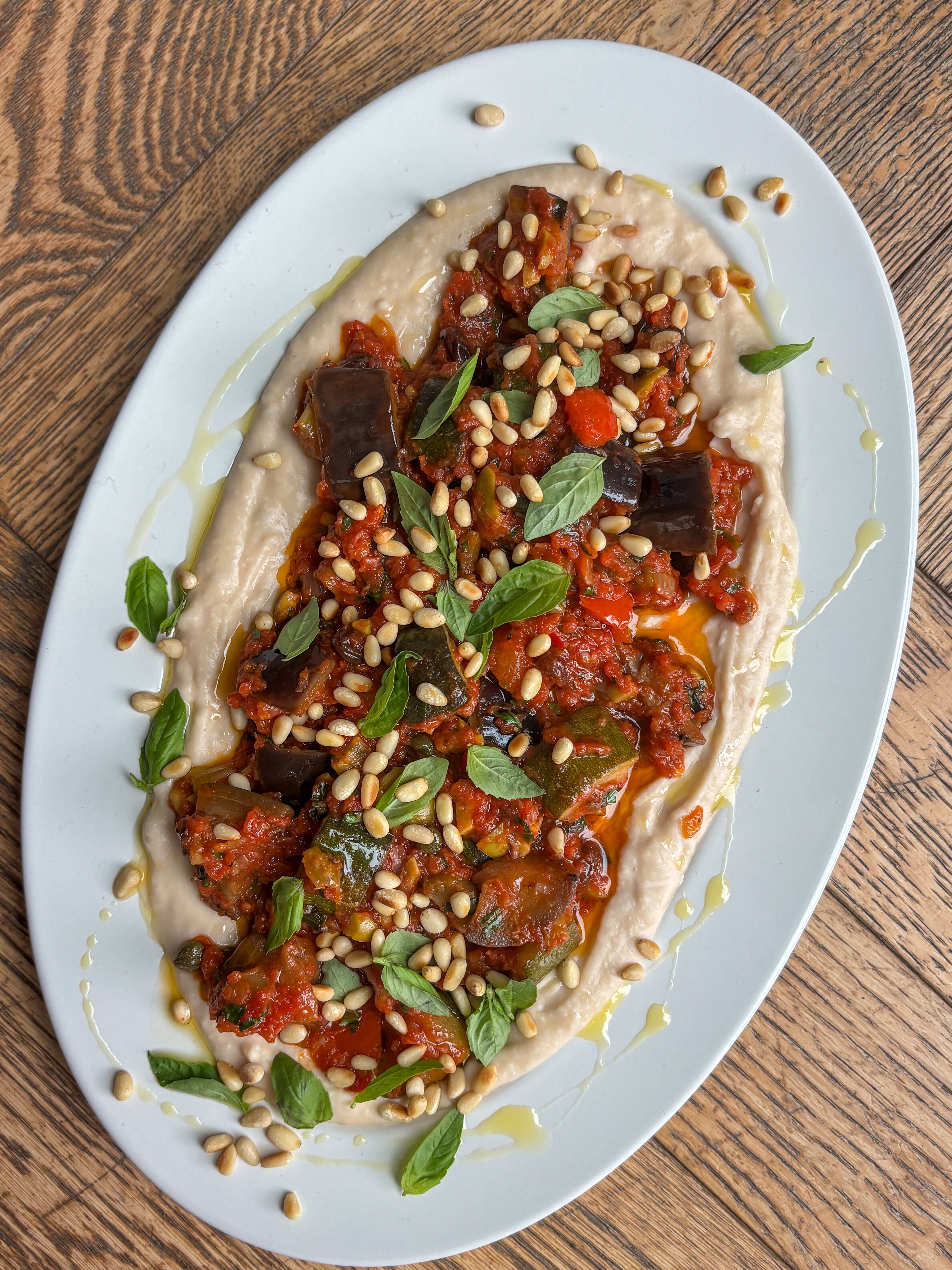 Smashed Beans with Caponata
