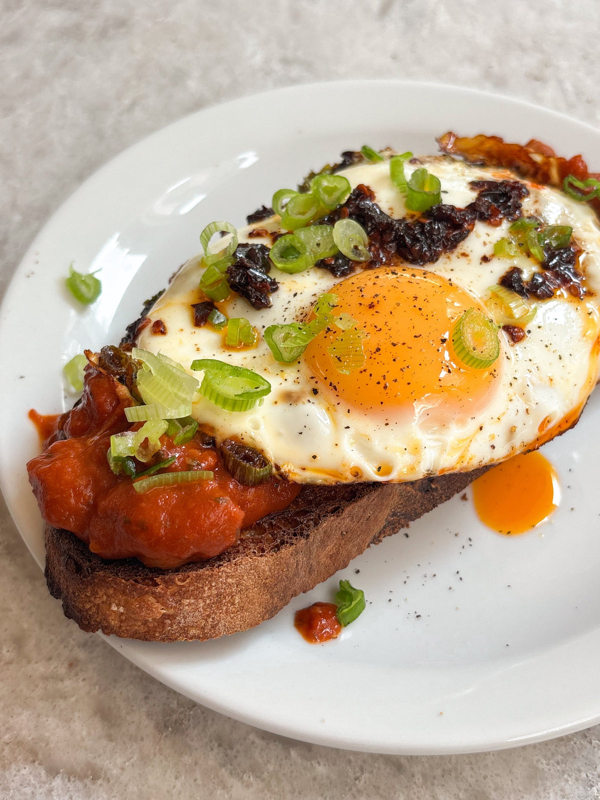  Smoky Chilli Baked Beans with Crispy Chilli Fried Egg 