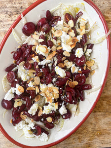 Roasted Cherry, Shaved Fennel + Red Bean Salad with Goats Cheese