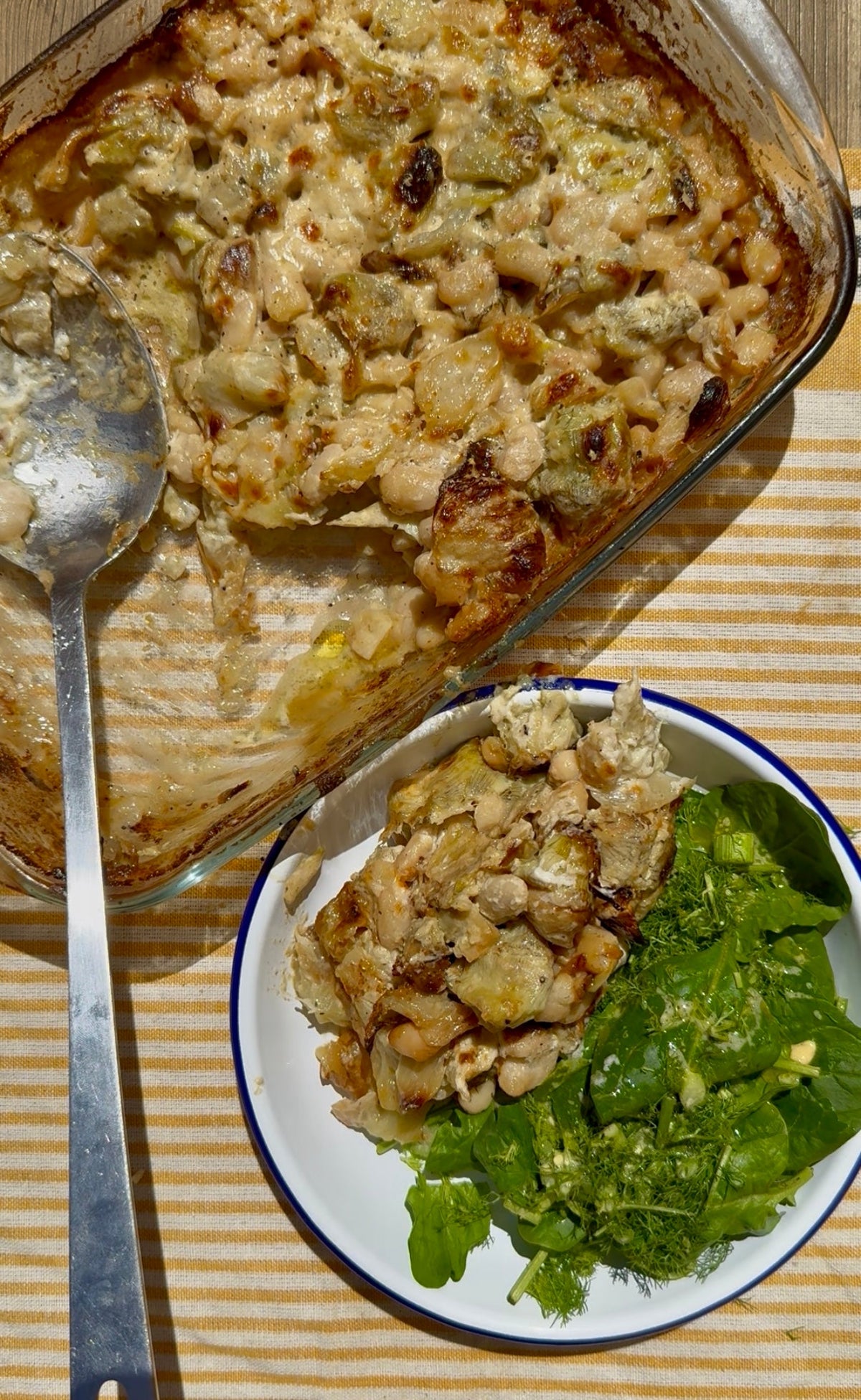  Creamy Fennel + Artichoke Bean Bake 