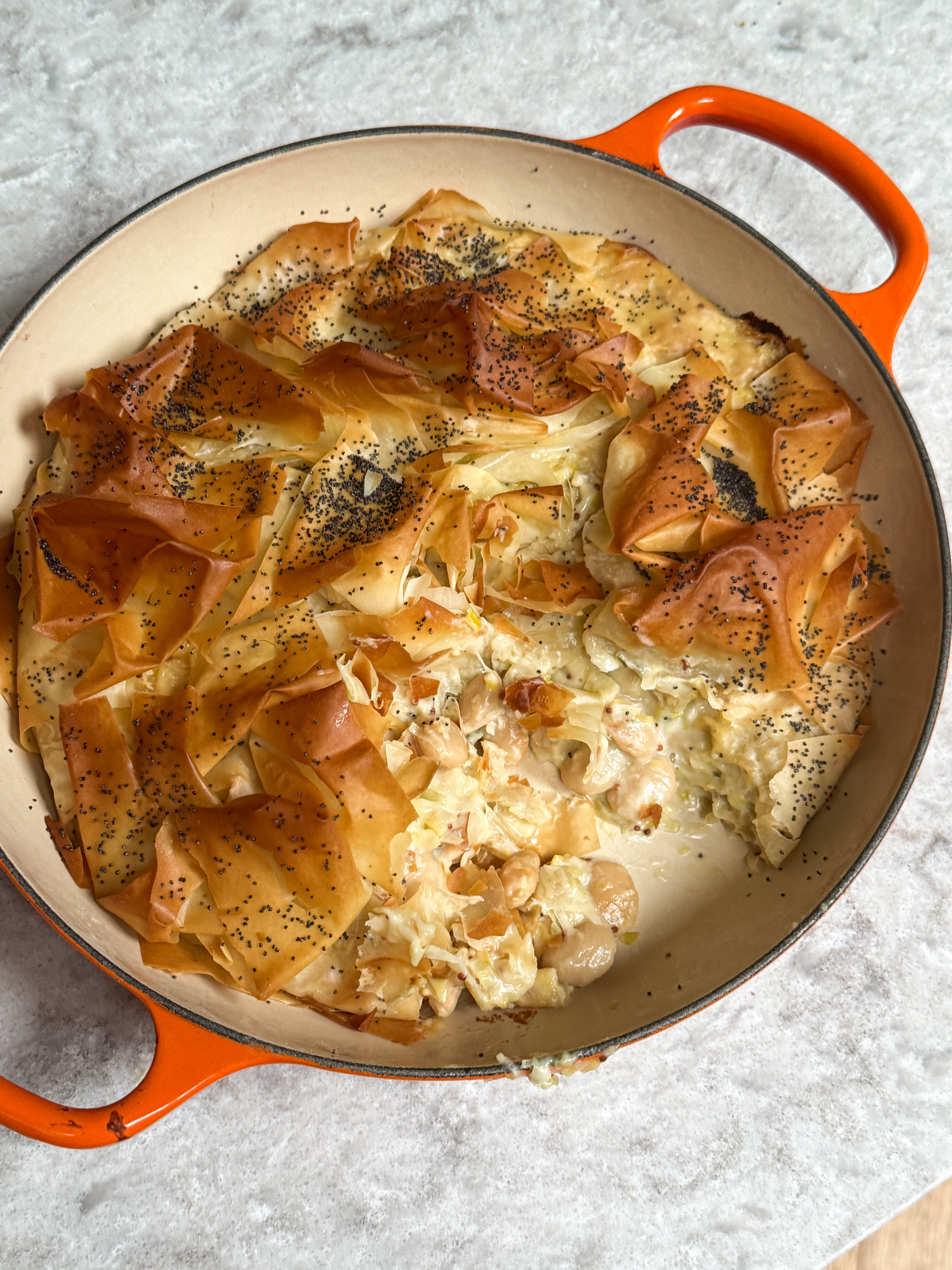 Creamy Leek, Butter Bean + Smoked Cheddar Pie