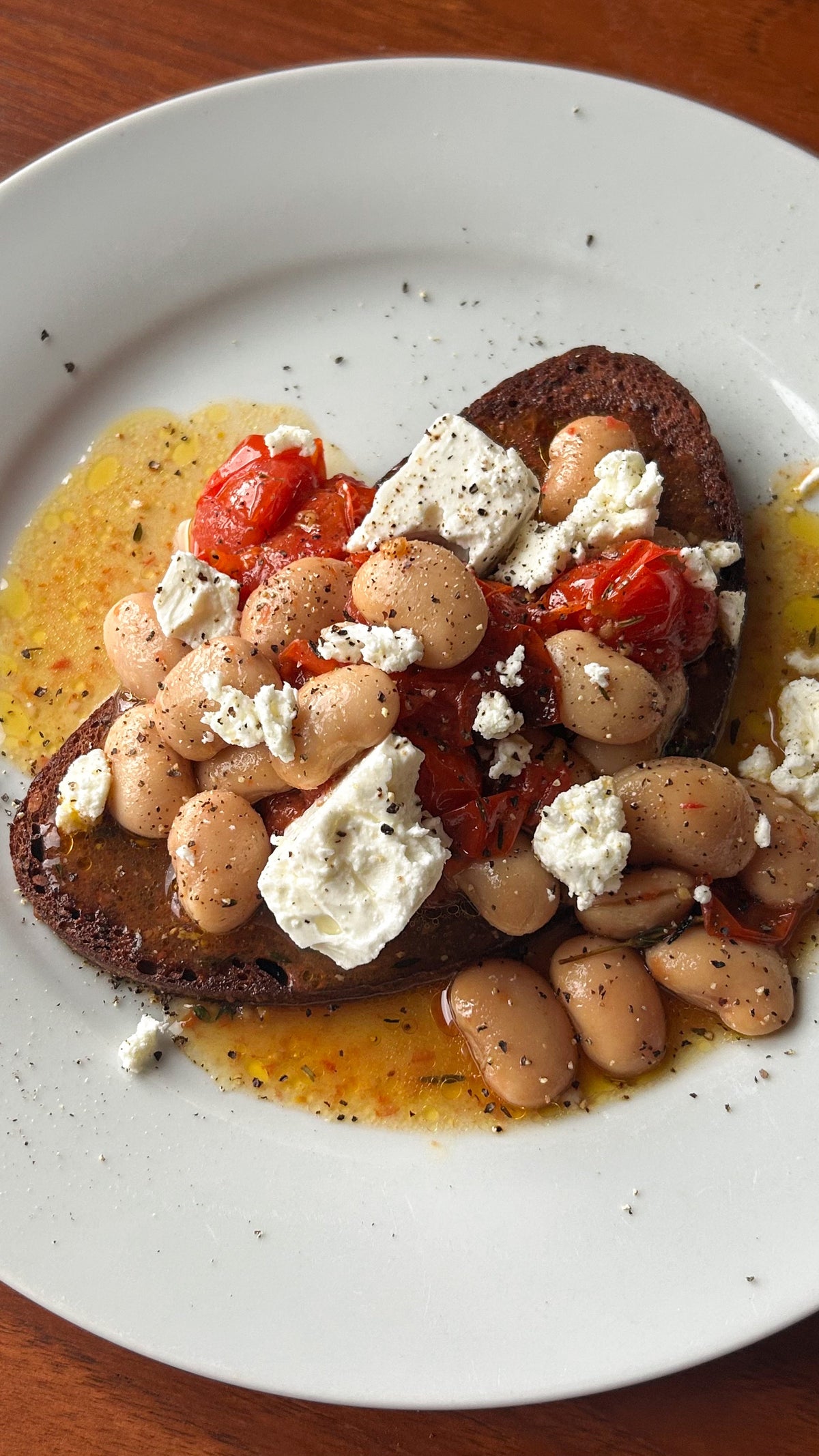  Bob Mortimer's Beans on Toast with Slow Roasted Tomatoes + Feta Cheese 