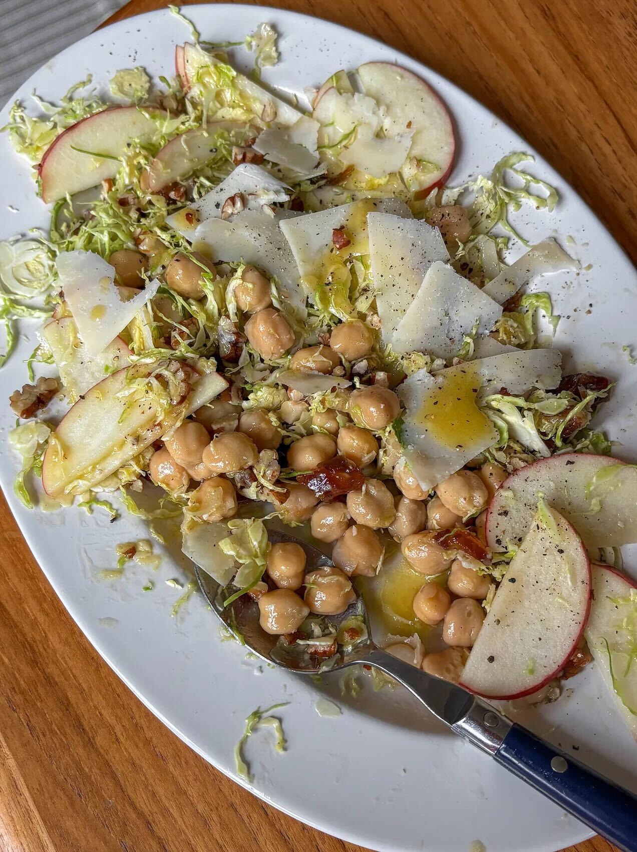 Shredded Sprout, Apple + Chickpea Salad with Maple Dijon Dressing