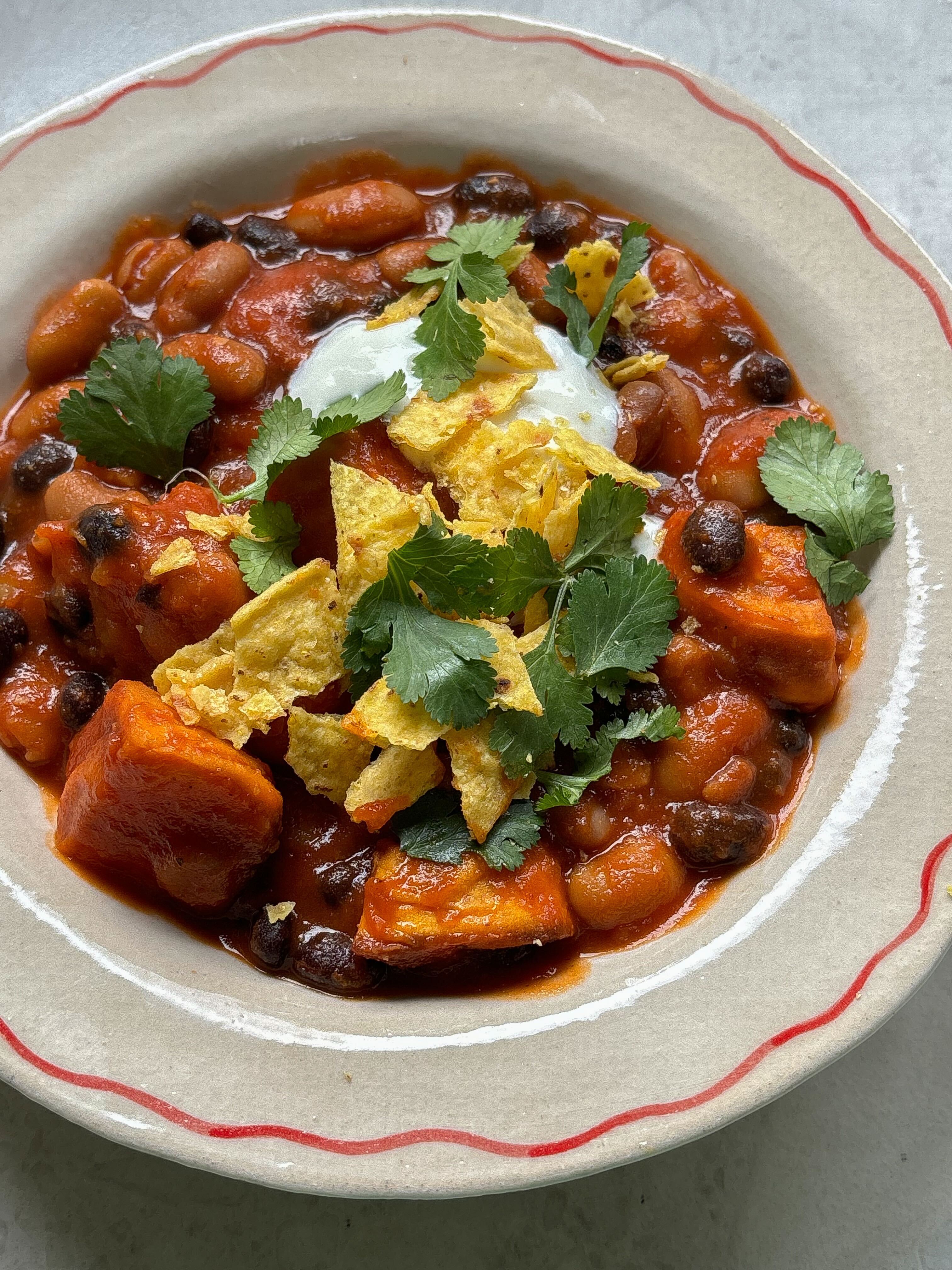 Speedy Smoky Chilli Bean + Sweet Potato Bowl