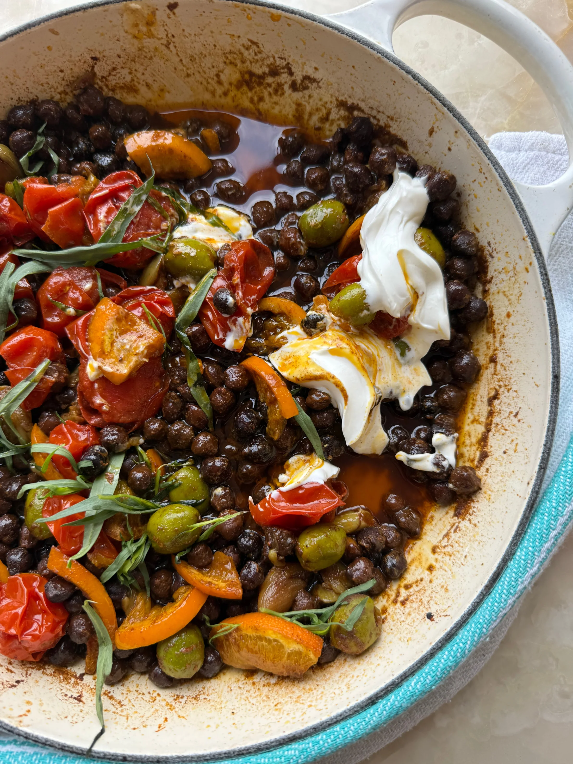 One Pan Black Chickpeas with Baharat + Orange