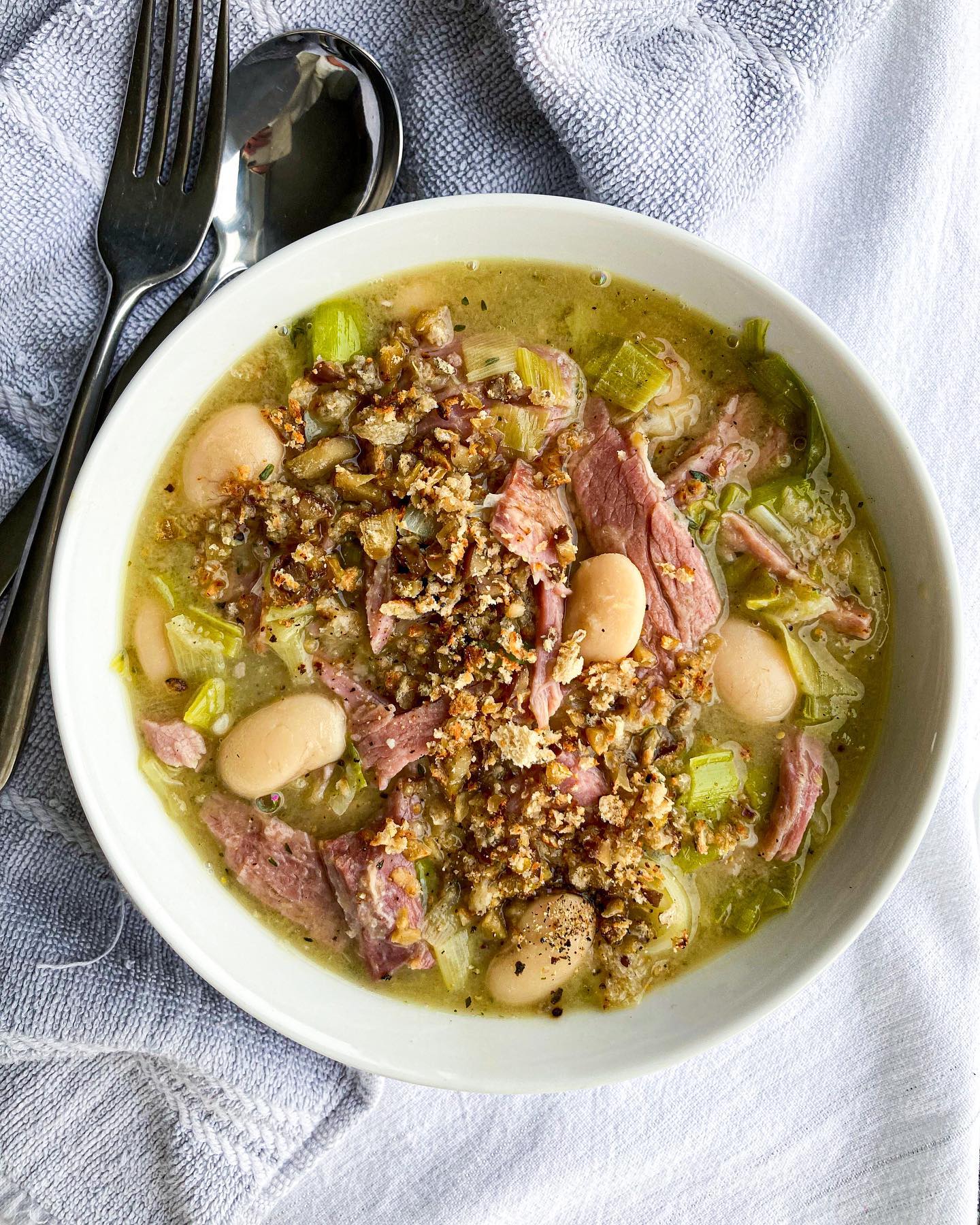 Ham Hock, Leek + Bean Soup