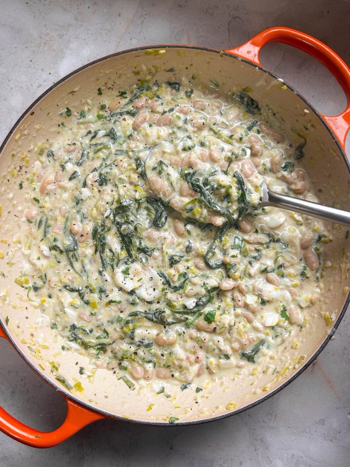  Smoked Haddock, Leek + Spinach Beanotto 