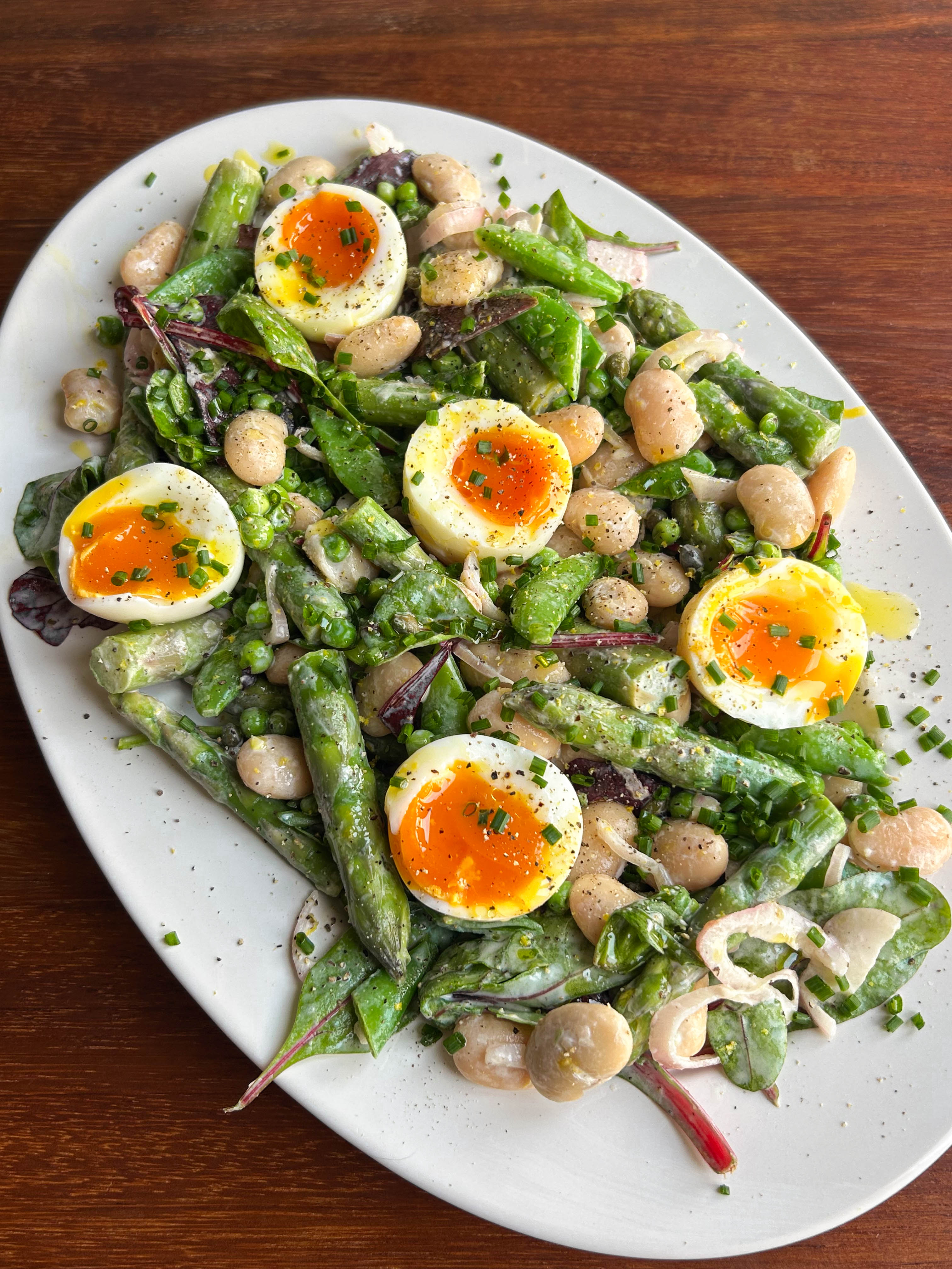 Jammy Egg + Spring Bean Salad with Creamy Mustard Dressing