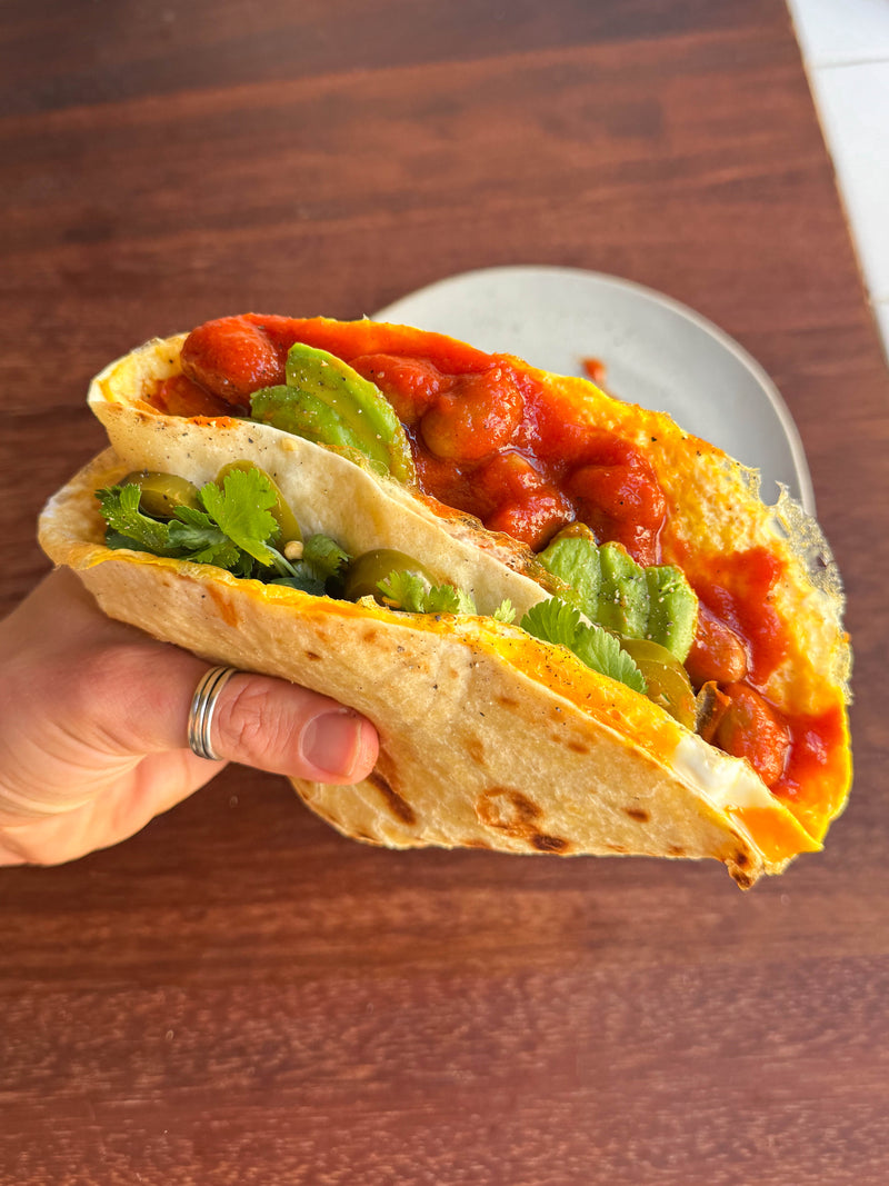 Smoky Chilli Baked Bean Folded Breakfast Wrap