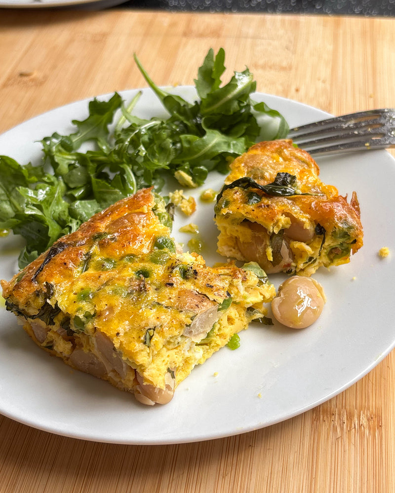 Butter Bean, Sweet Pea + Feta Frittata