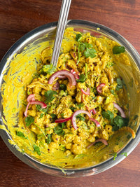 Curried Caramelised Onion + Chickpea Smash Wrap